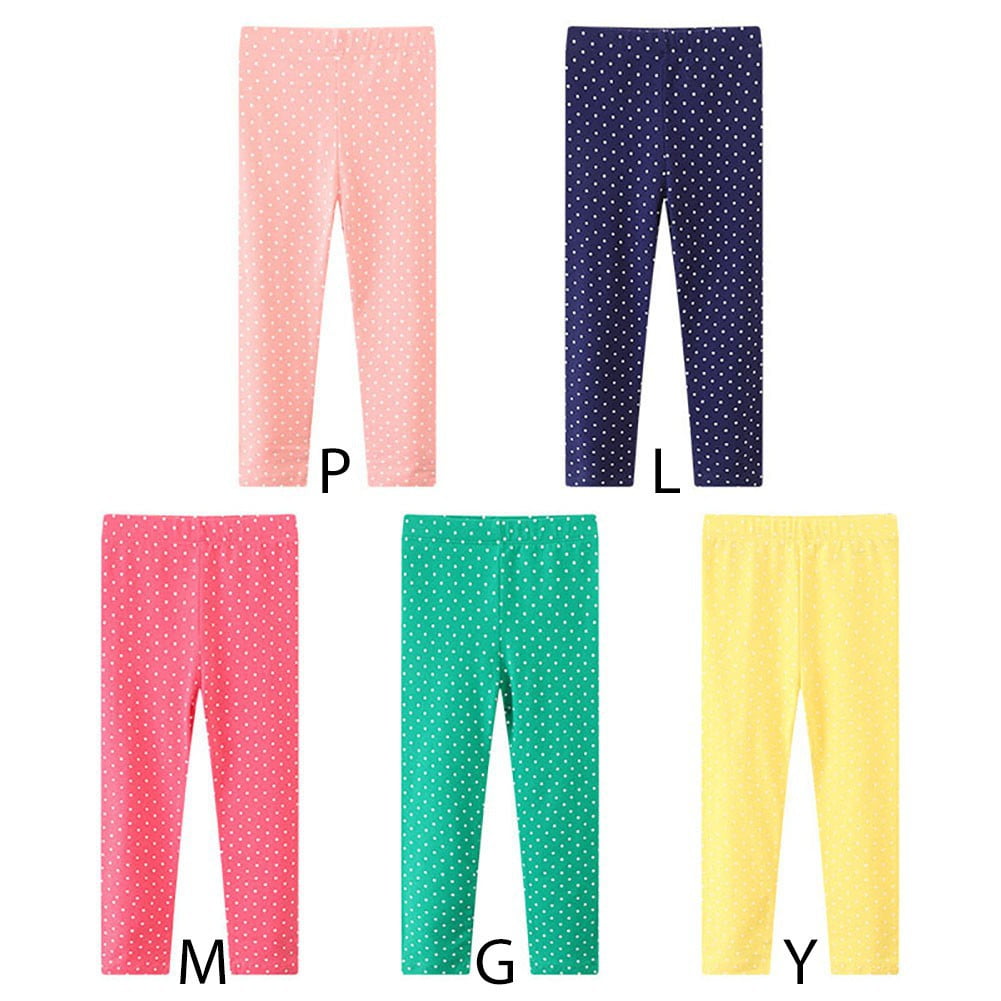 Toddler Girl Leggings Kids Polka Dot Thin Pants Little Girls Footless Full Length Stretchy Basic Trousers 2-7 Years