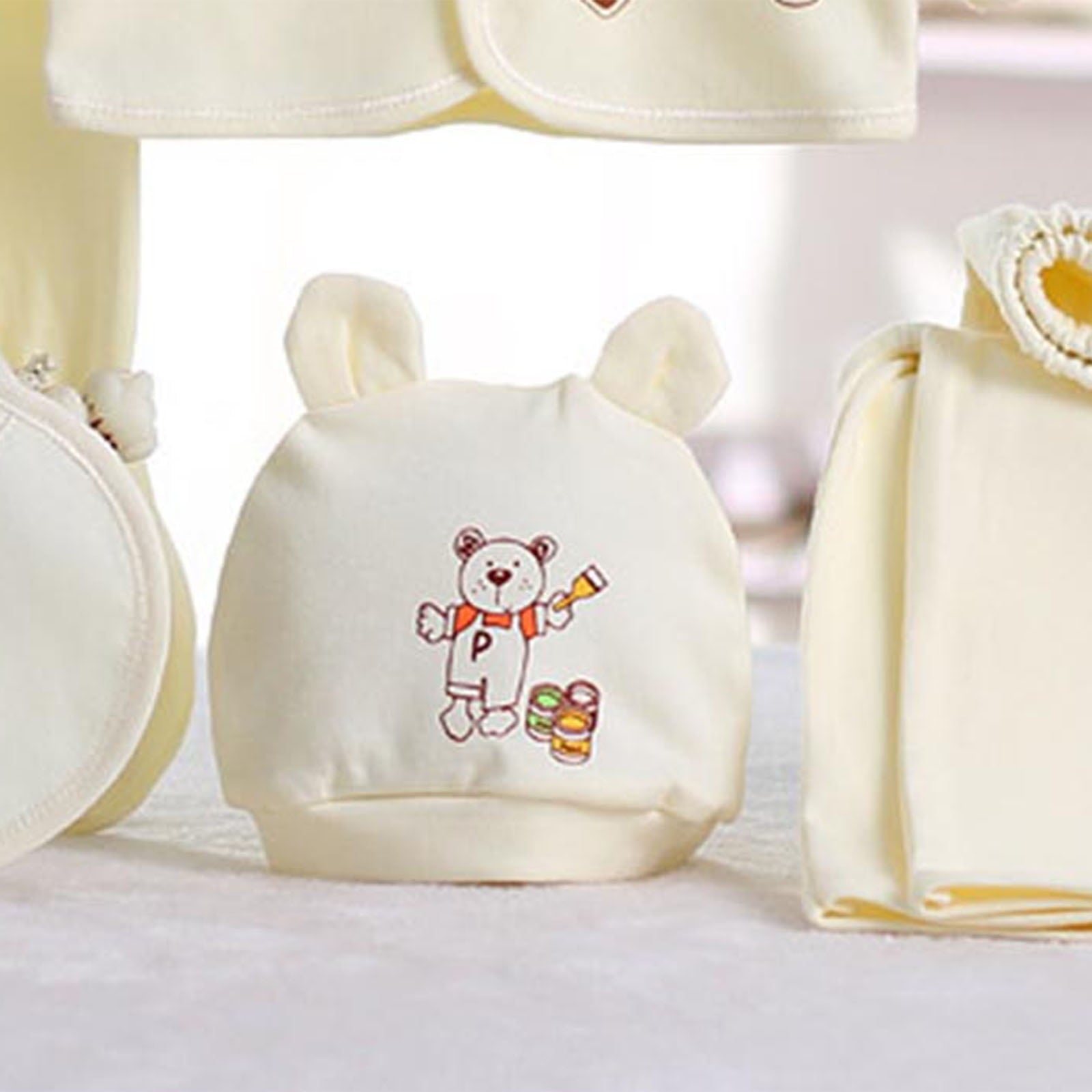 Caqnni Romper+Burp Cloth+Bib+Mittens+Shoes+Cap Set Breathable Healthy Fabric Tops for Baby Shose+Romper Baby Set 5PCS Boy Tops+Hat+Pants +Bib+Sock Gifts Set