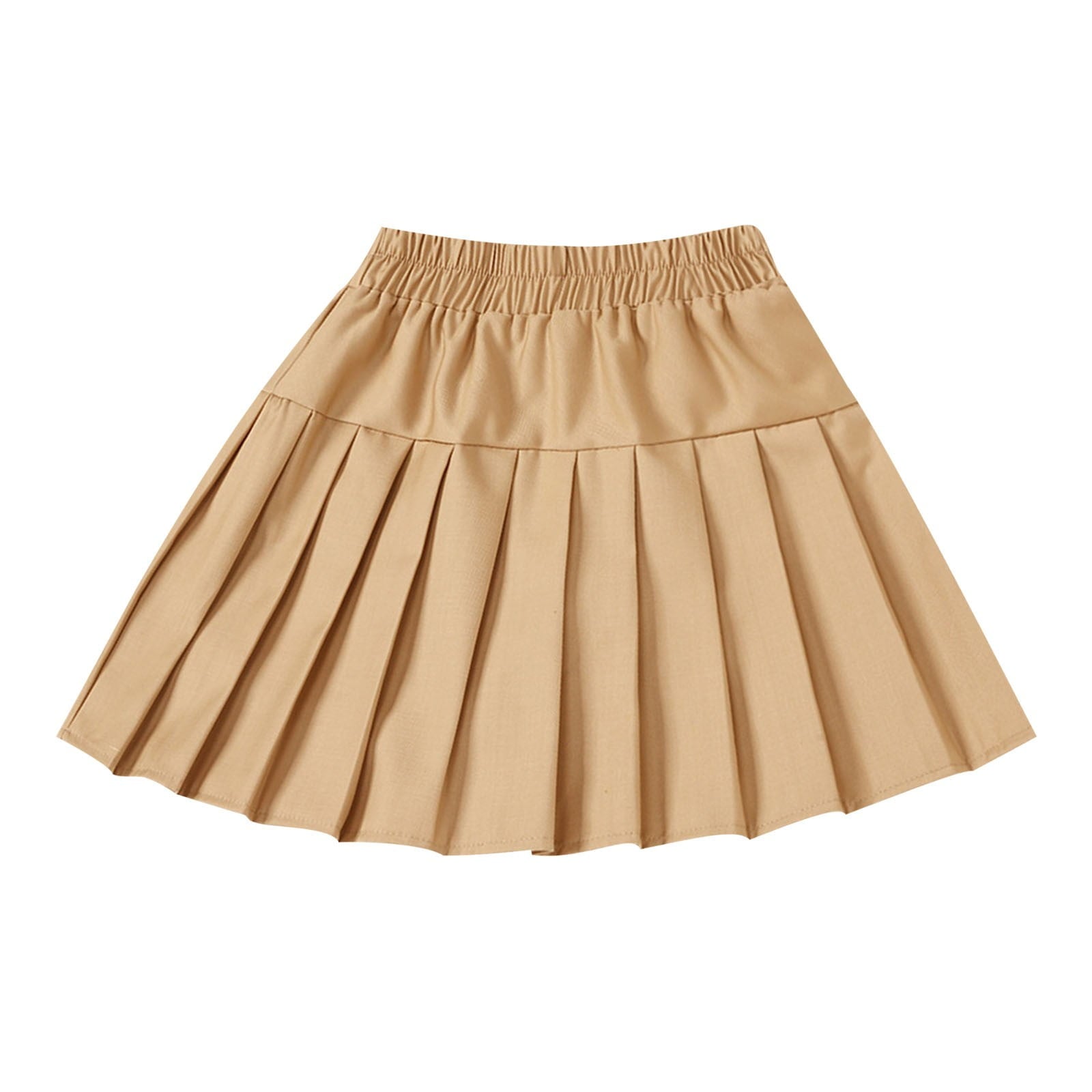 HAOTAGS Girls Uniform Skirts,High Waisted Athletic School Uniform Skater Skirt Khaki 6