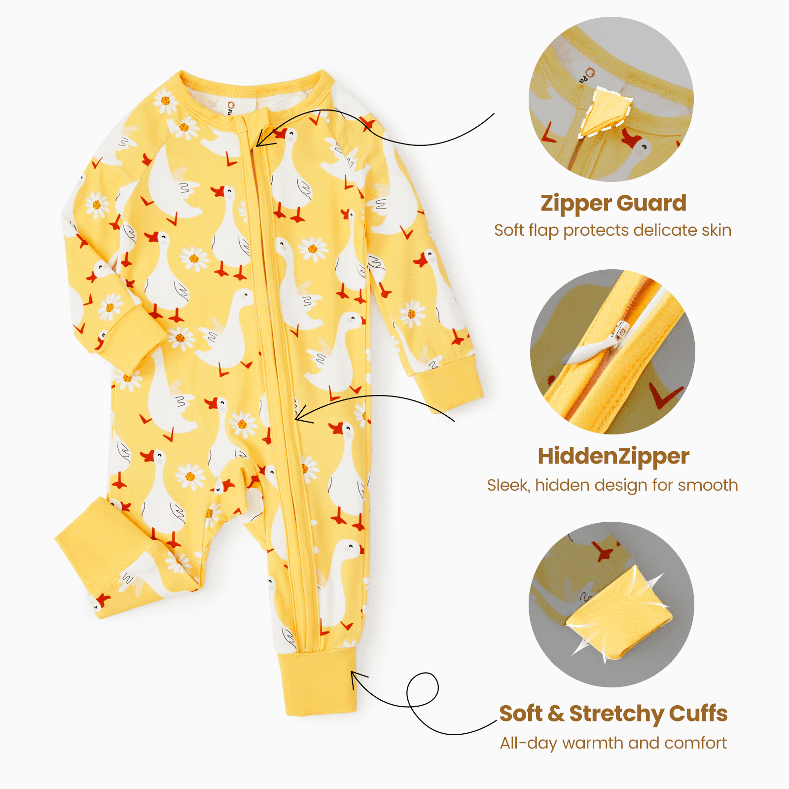 PatPat Baby Girl Clothes Unisex Viscose from Bamboo Footless Zip Sleepwear Long Sleeve Snug Fit Baby Pajamas for Newborn Infant Boys Girls Baby Gifts Sleeper 2Pack,0-3 Months