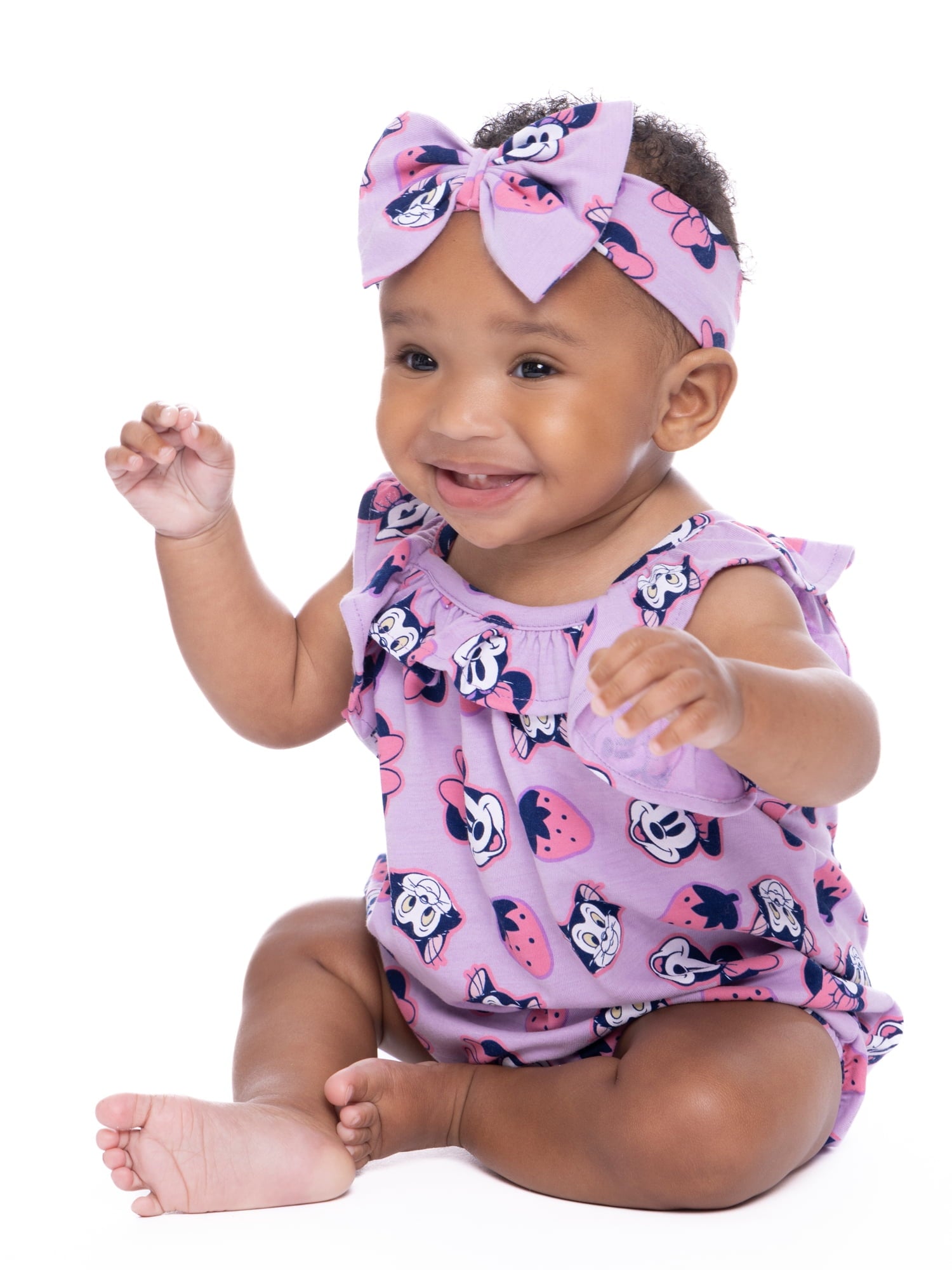 Minnie Mouse Baby Girls Romper Set, 2-Pack, Sizes 0-24 Months