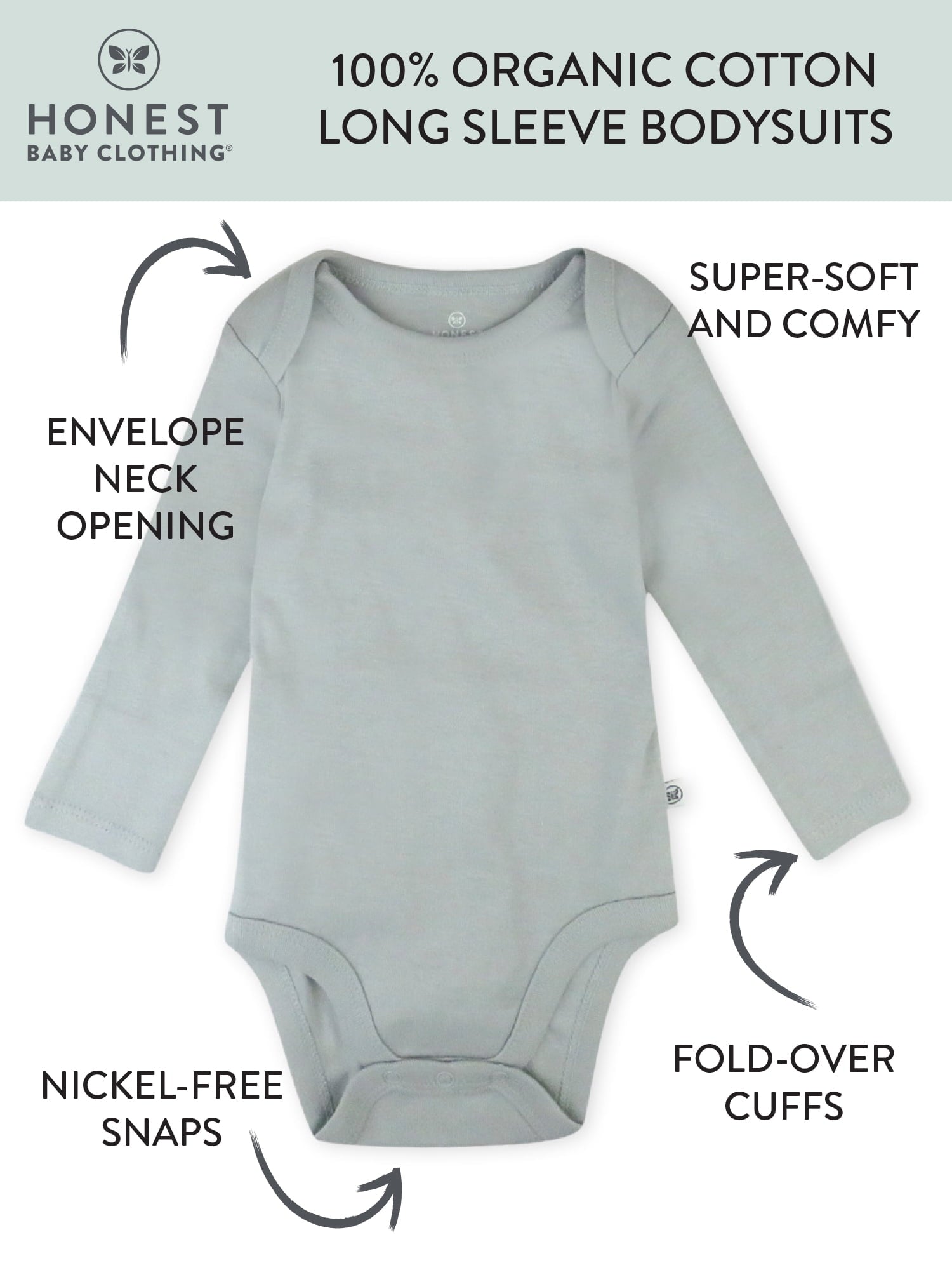 Honest Baby Clothing Baby Boy or Girl Gender Neutral Organic Cotton Long Sleeve Bodysuits, 3 Pack (Preemie-24 Months)