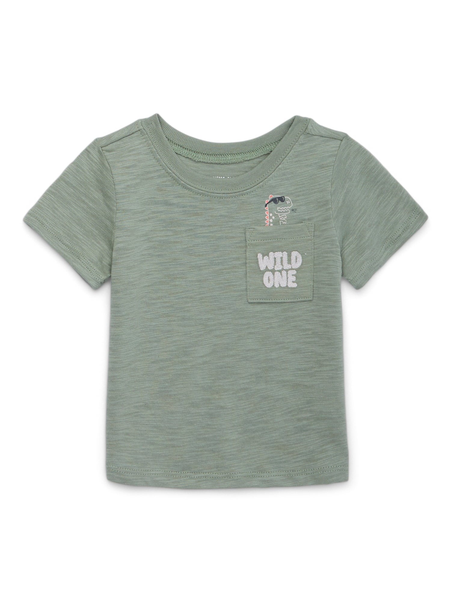 Garanimals Baby Boy Short Sleeve Brushed Jersey T-Shirt with Pocket, Sizes 0-24 Months