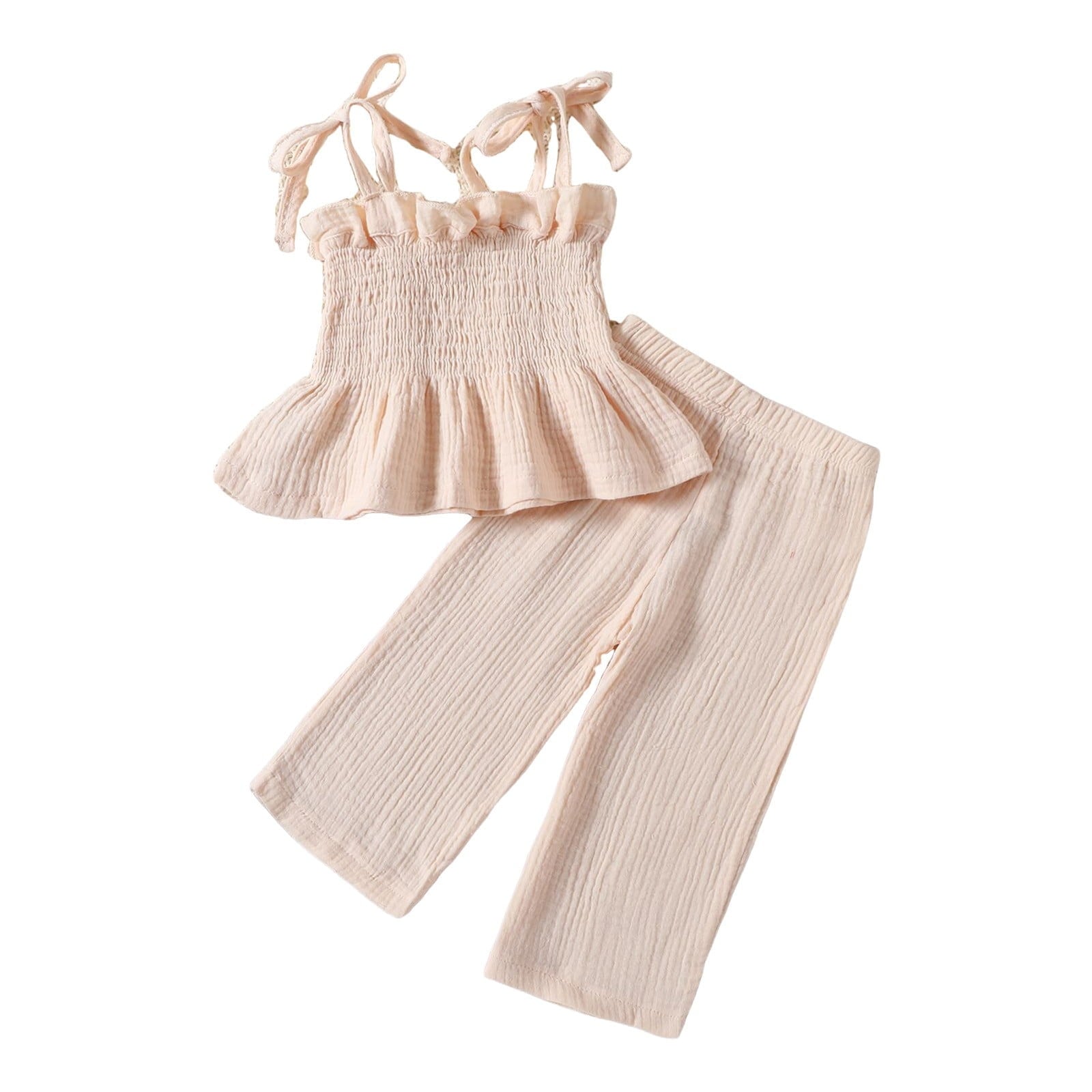 Girls Summer Outfits Baby Girl Clothes Baby Solid Color Sleeveless Camisole Linen Pants Set