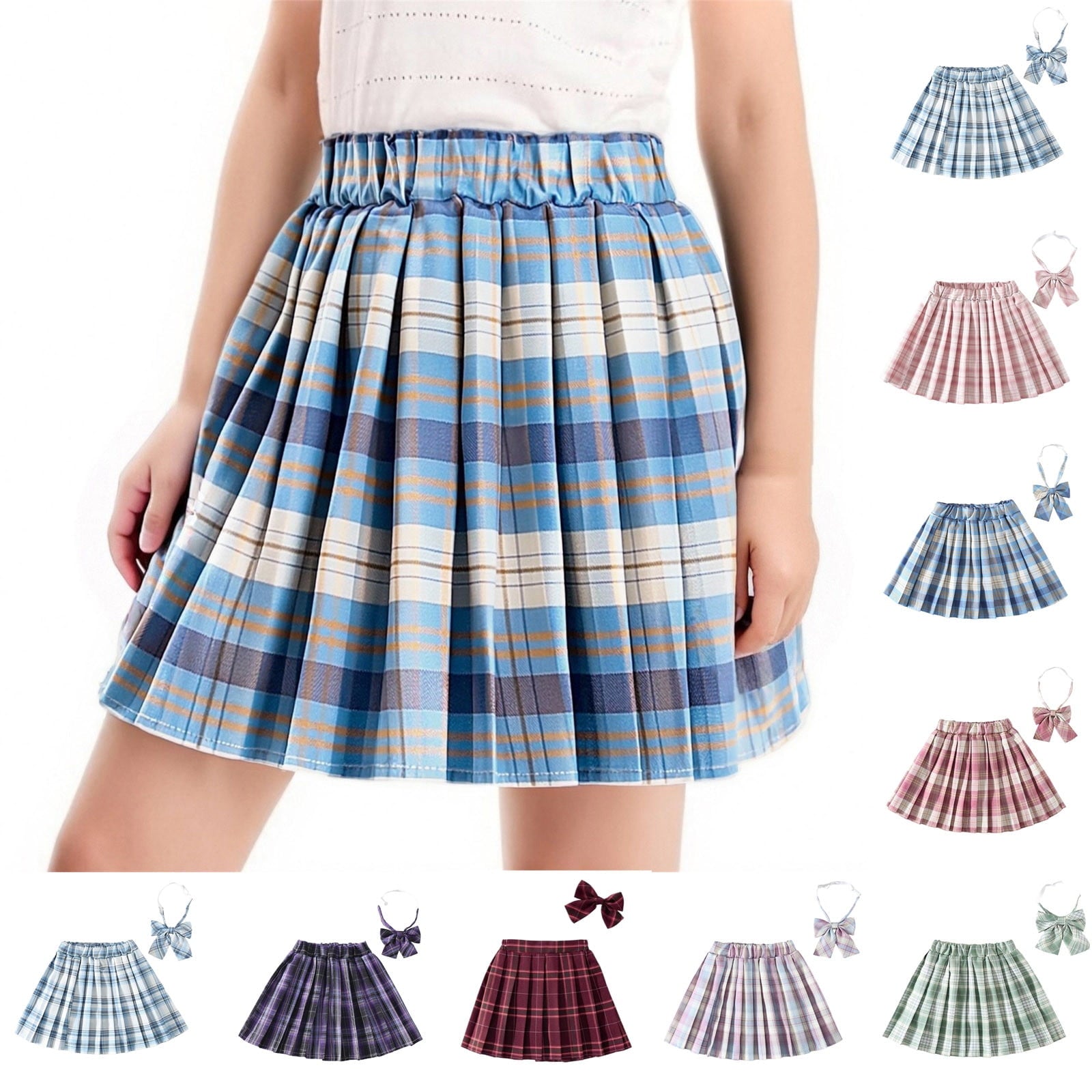 HAOTAGS Girls Uniform Skirts,High Waisted Athletic School Uniform Skater Skirt Khaki 6