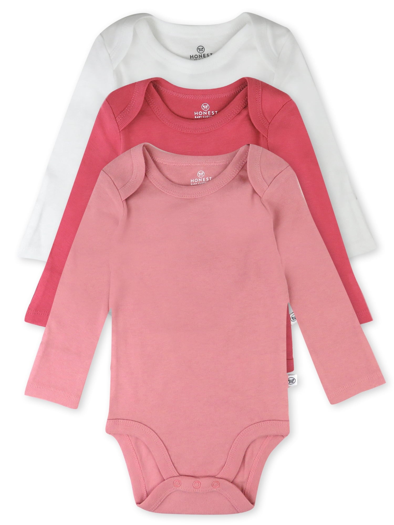 Honest Baby Clothing Baby Boy or Girl Gender Neutral Organic Cotton Long Sleeve Bodysuits, 3 Pack (Preemie-24 Months)