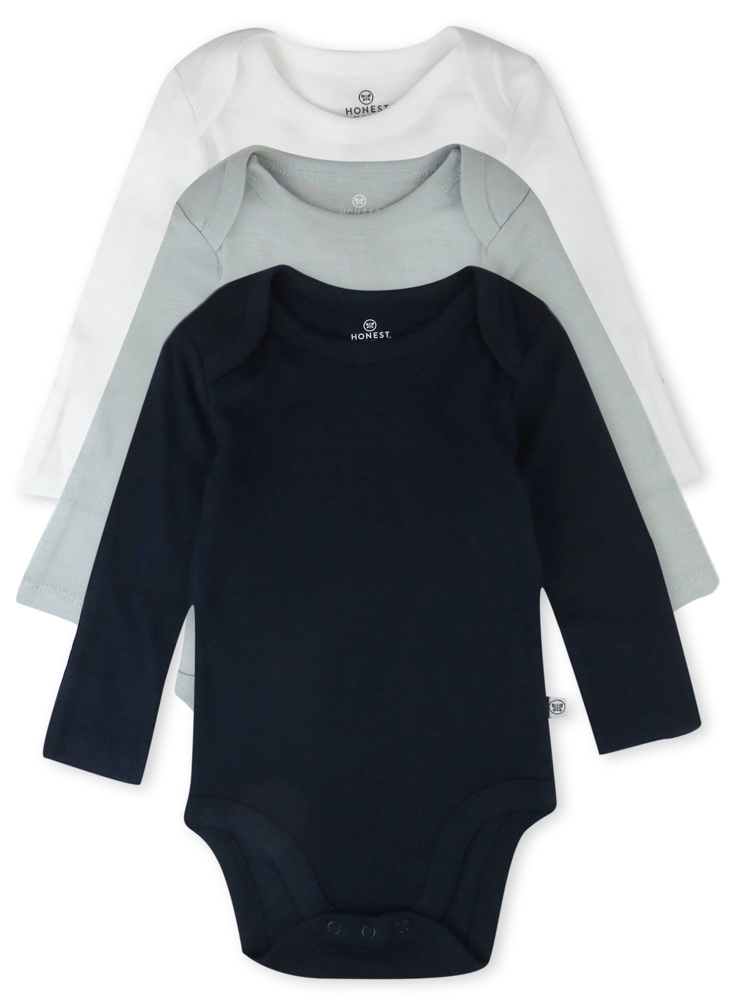 Honest Baby Clothing Baby Boy or Girl Gender Neutral Organic Cotton Long Sleeve Bodysuits, 3 Pack (Preemie-24 Months)