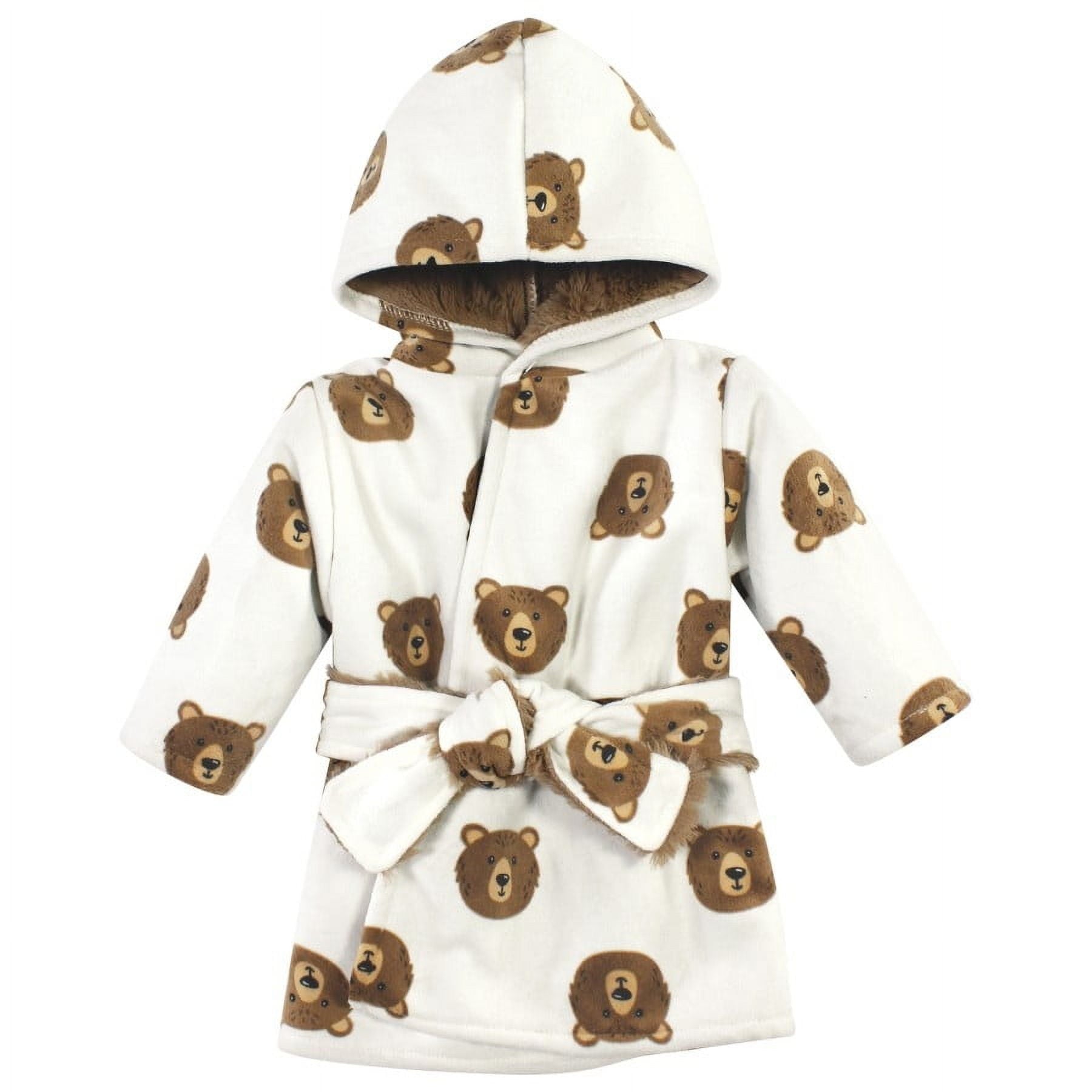 Hudson Baby Mink with Faux Fur Lining Pool and Beach Robe Cover-ups, Brown Bear, 12-18 Months