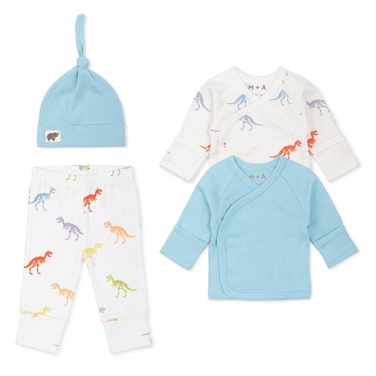 M+A by Monica + Andy Organic Cotton Gender Neutral Baby 4pc Cuddle Box, Sizes Preemie-0-3M