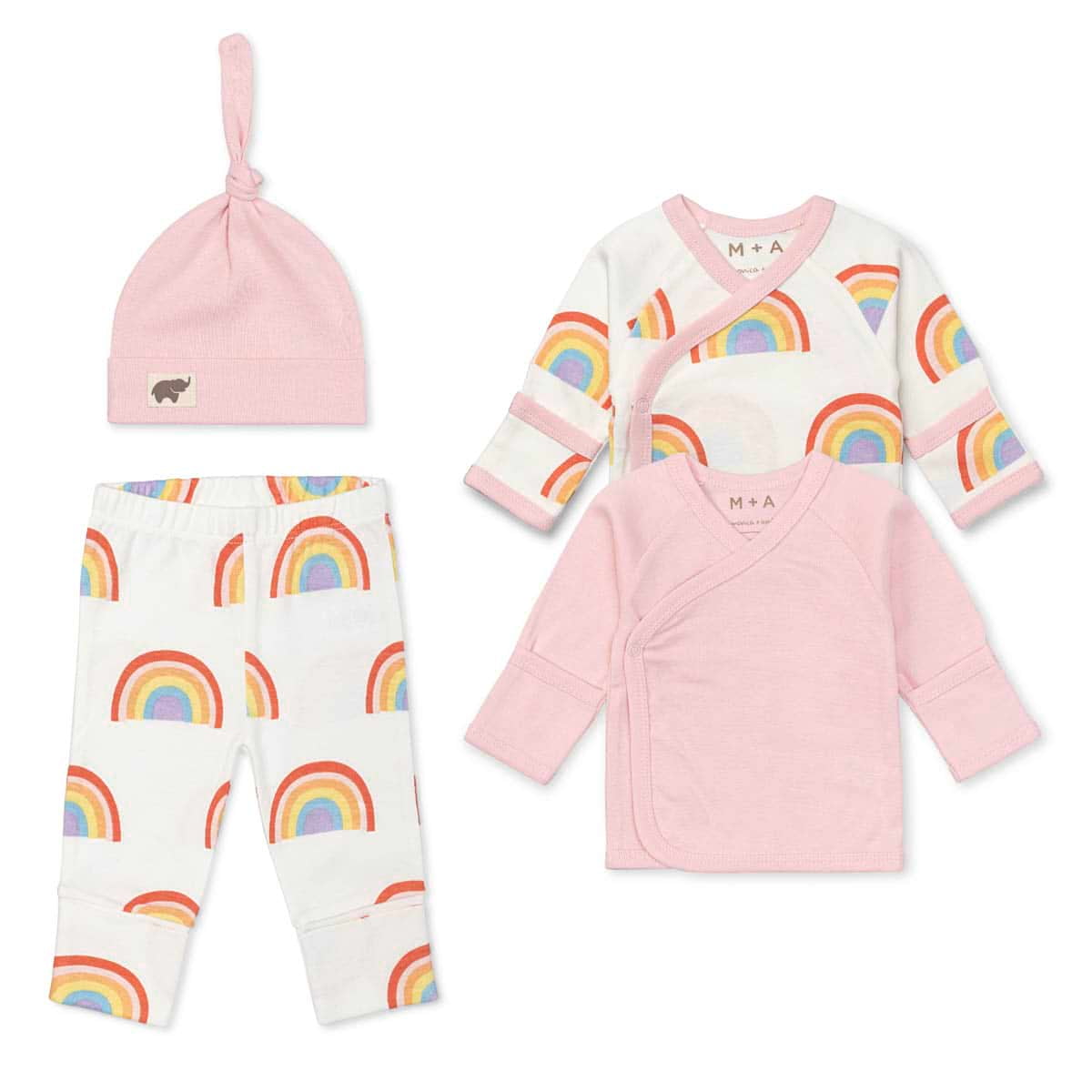 M+A by Monica + Andy Organic Cotton Gender Neutral Baby 4pc Cuddle Box, Sizes Preemie-0-3M