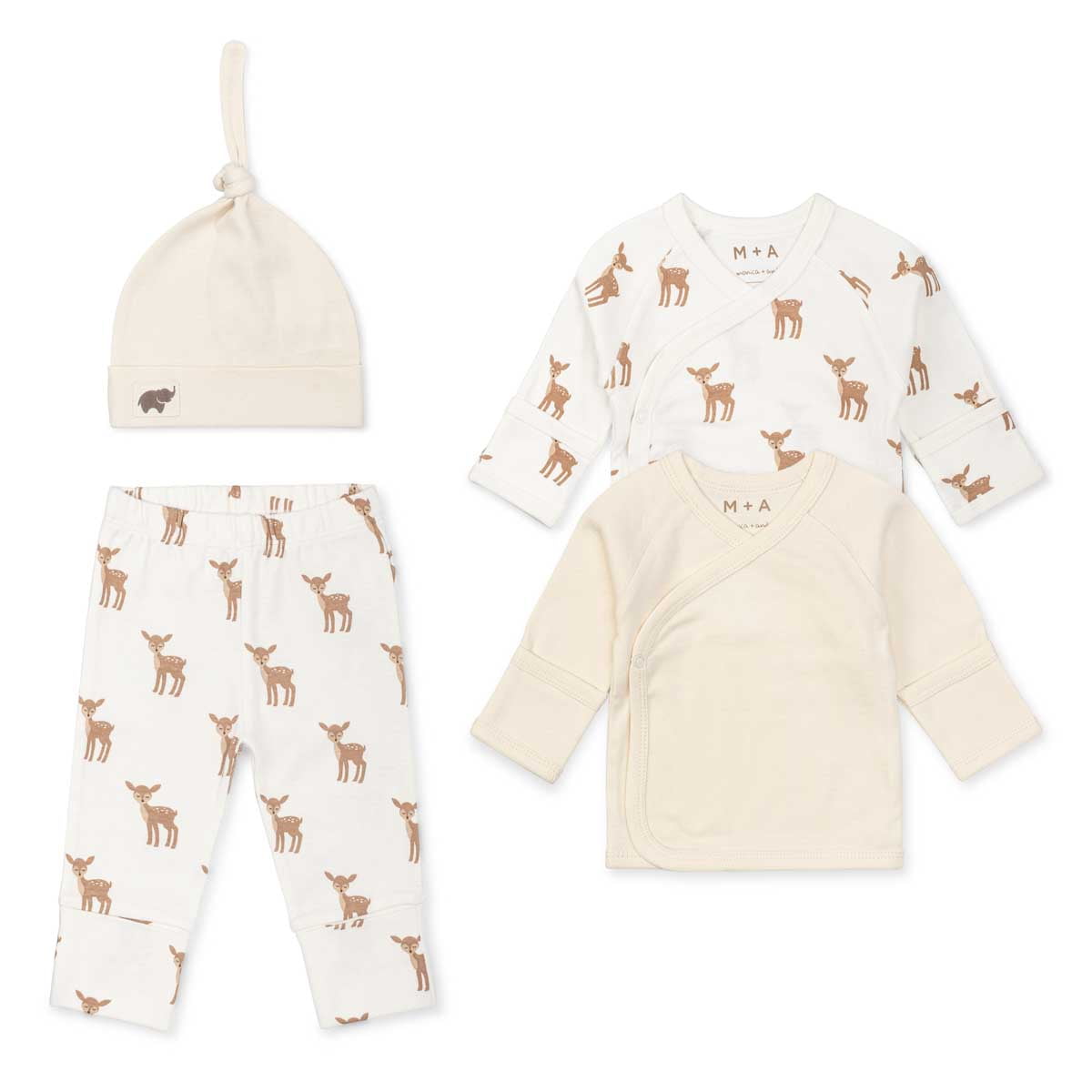 M+A by Monica + Andy Organic Cotton Gender Neutral Baby 4pc Cuddle Box, Sizes Preemie-0-3M