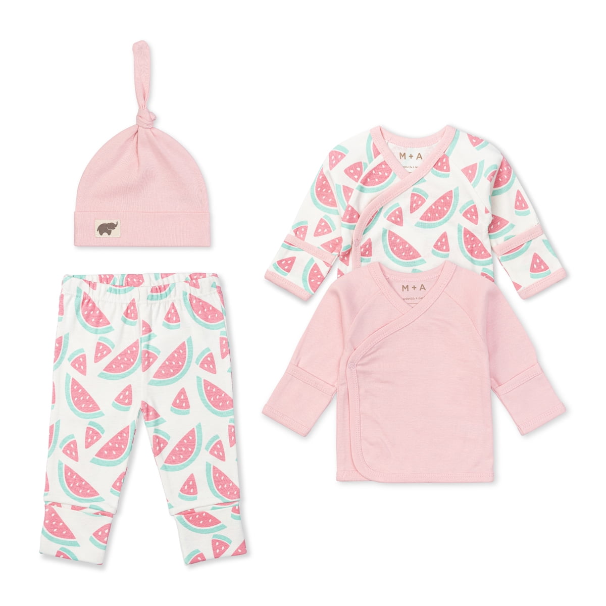 M+A by Monica + Andy Organic Cotton Gender Neutral Baby 4pc Cuddle Box, Sizes Preemie-0-3M