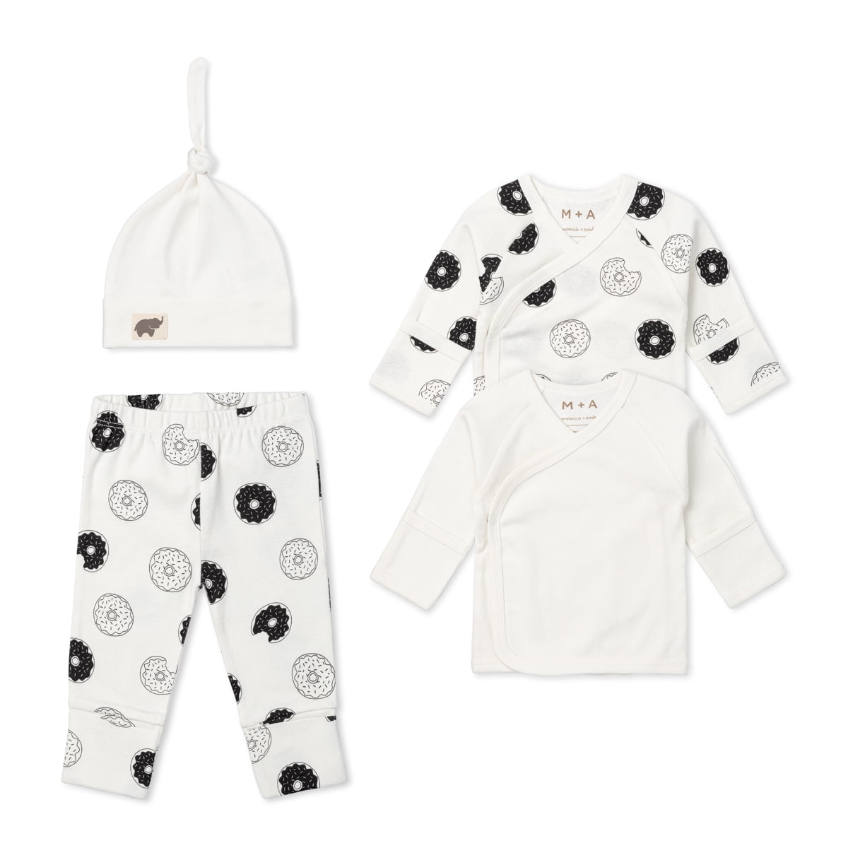 M+A by Monica + Andy Organic Cotton Gender Neutral Baby 4pc Cuddle Box, Sizes Preemie-0-3M