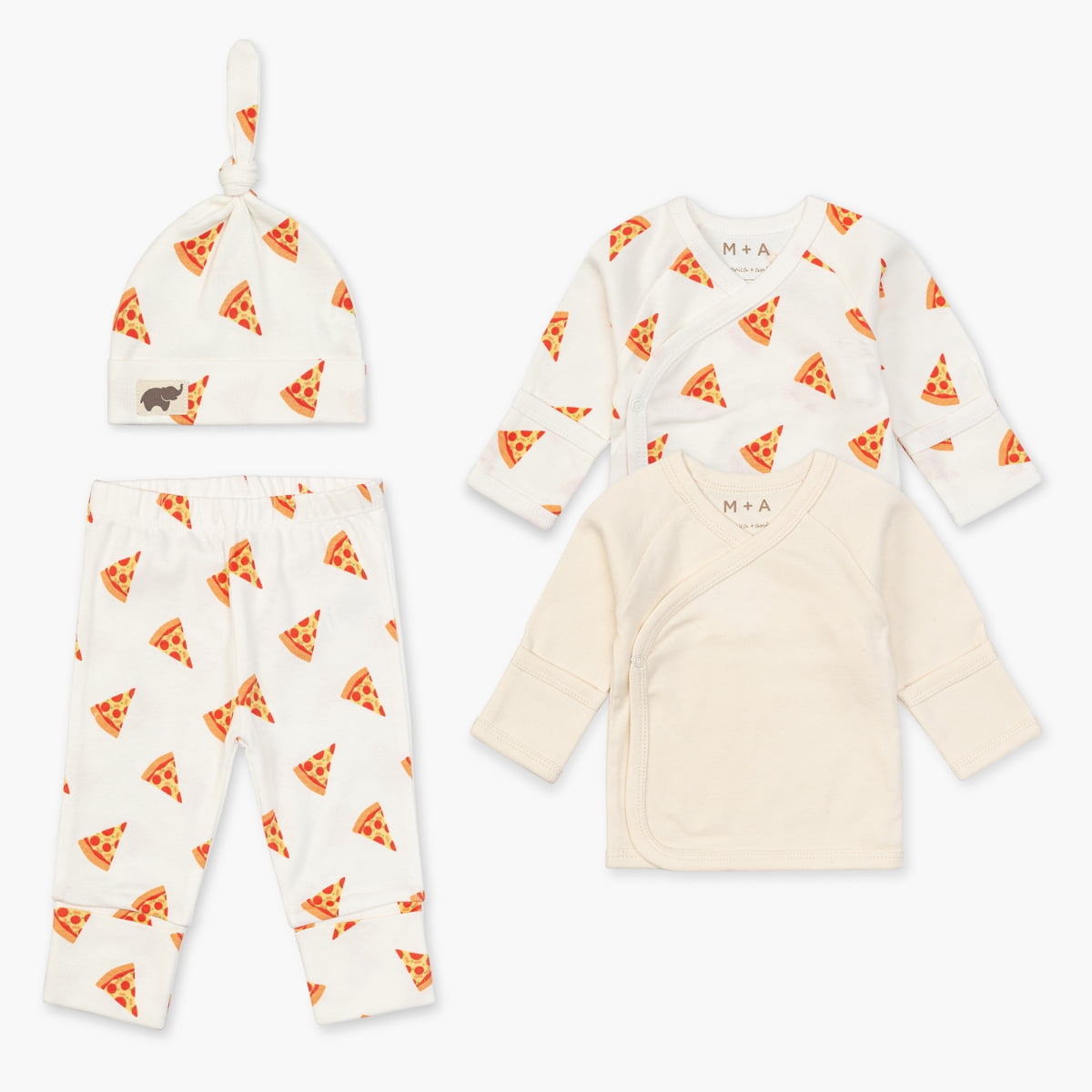 M+A by Monica + Andy Organic Cotton Gender Neutral Baby 4pc Cuddle Box, Sizes Preemie-0-3M