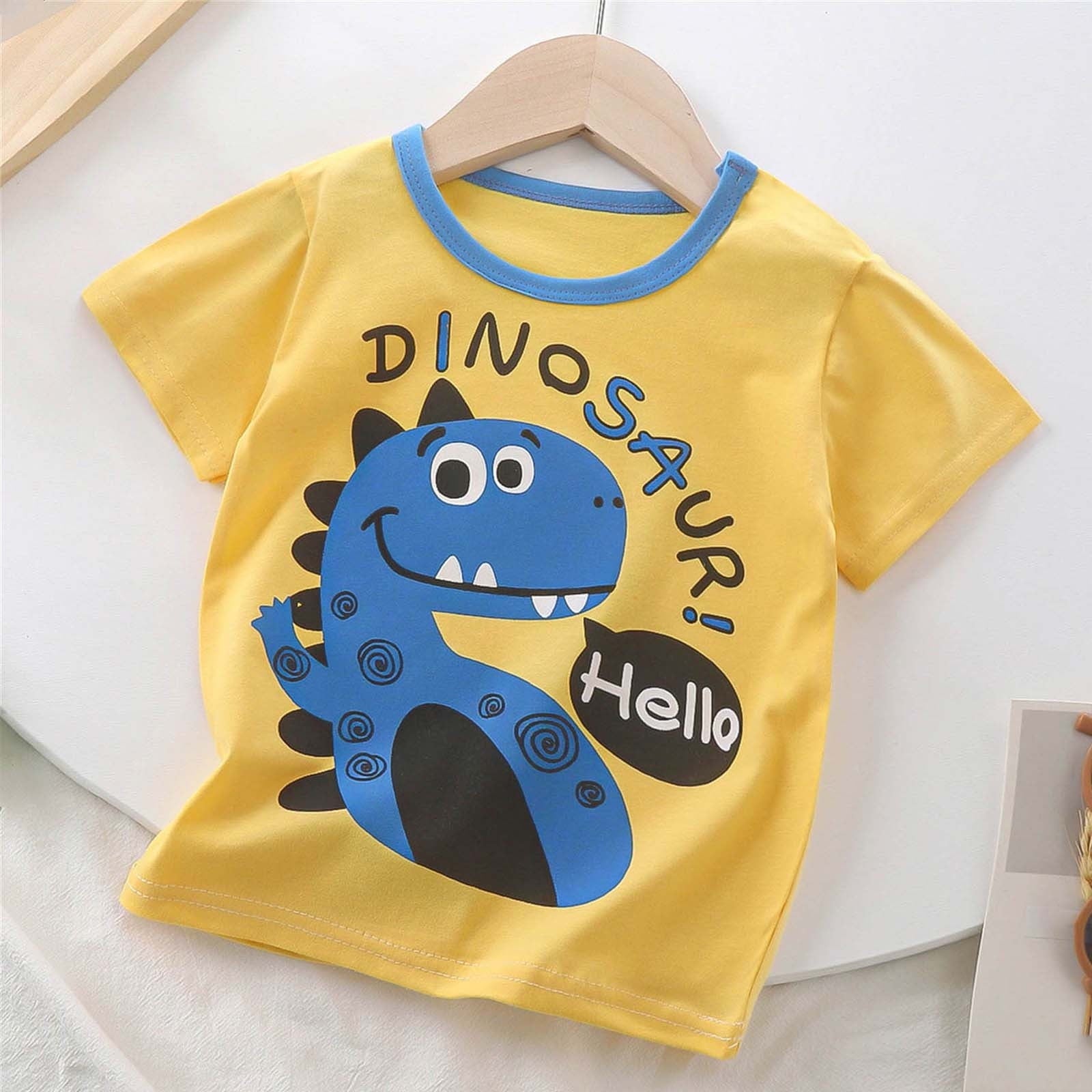 NAISIBABY Toddler Boys Graphic Tops, Cotton Crew Neck Short Sleeve Pullover T-Shirt Orange 1-3T