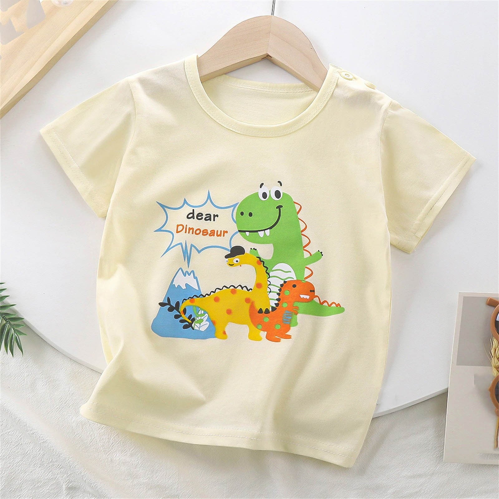 NAISIBABY Toddler Boys Graphic Tops, Cotton Crew Neck Short Sleeve Pullover T-Shirt Orange 1-3T