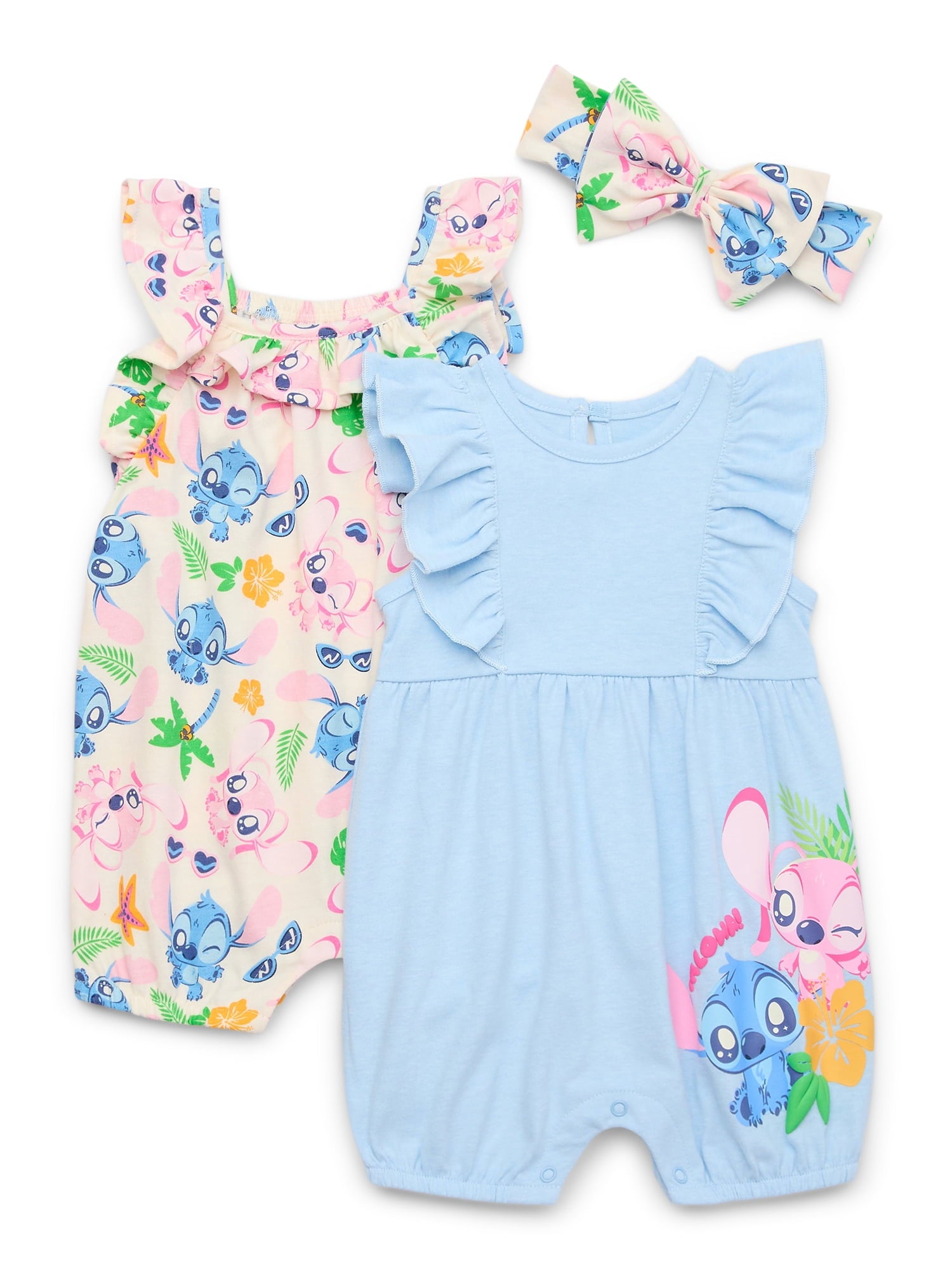 Minnie Mouse Baby Girls Romper Set, 2-Pack, Sizes 0-24 Months