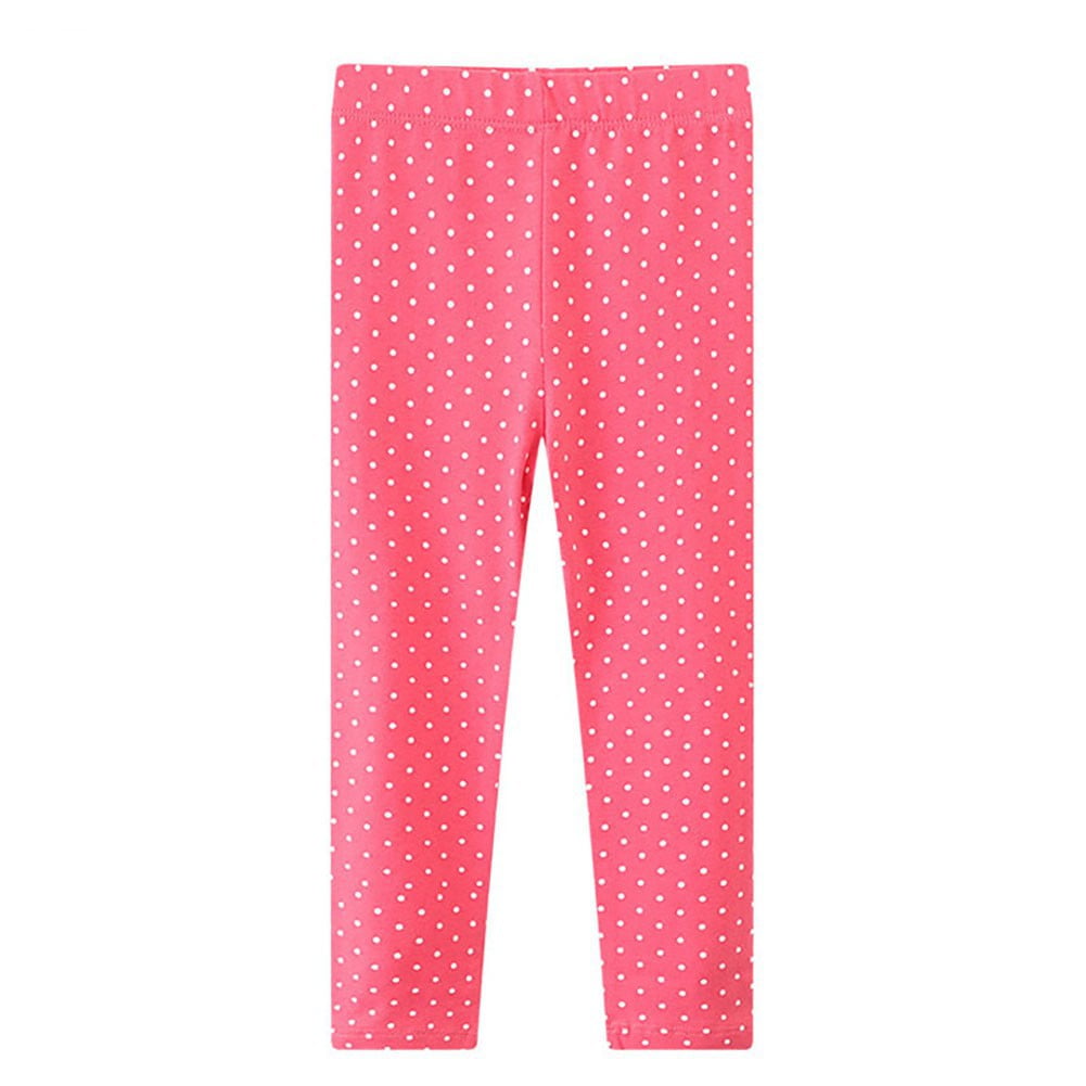 Toddler Girl Leggings Kids Polka Dot Thin Pants Little Girls Footless Full Length Stretchy Basic Trousers 2-7 Years