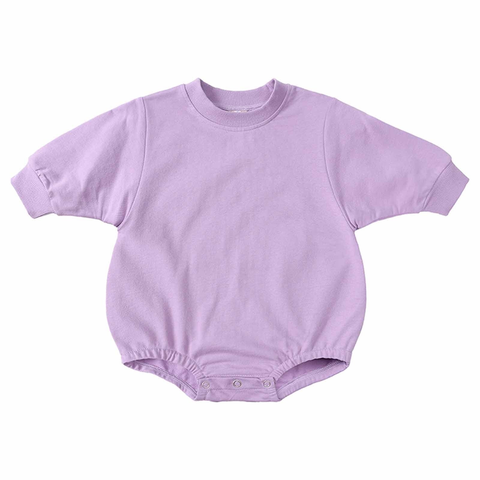 UAMVSH Oversized Baby Sweatshirt Clothes Lightweight Long Sleeve Plain Jumpsuits Boys Girls Onesie Bodysuit Unisex Infant Fall Rompers(6-9 Months,Purple 1)