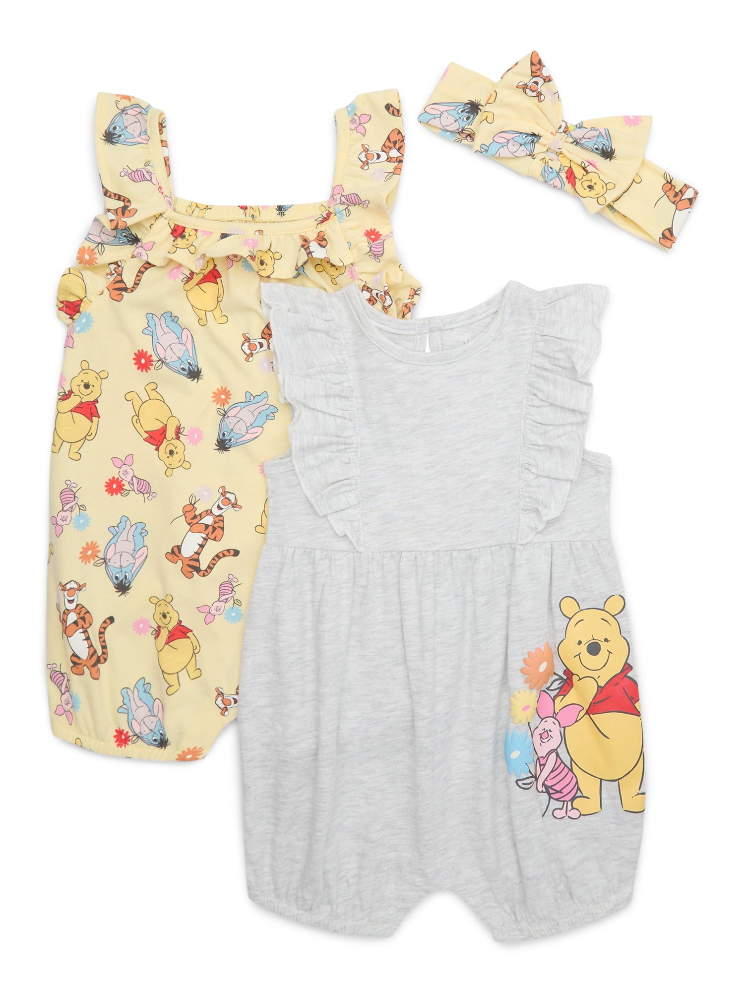 Minnie Mouse Baby Girls Romper Set, 2-Pack, Sizes 0-24 Months