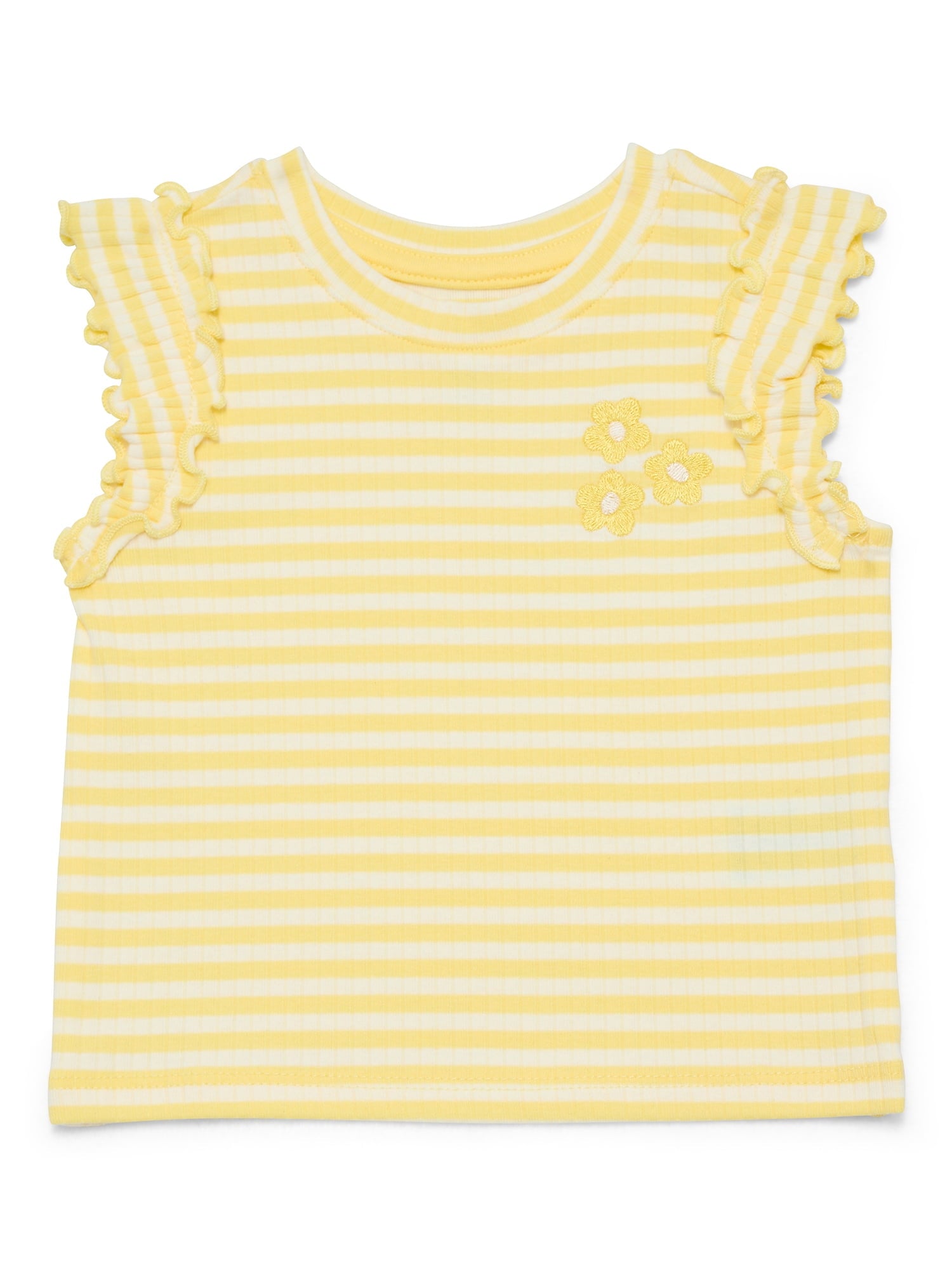 Wonder Nation Baby Girls Tee with Flutter Sleeves, Sizes 0-24 Months