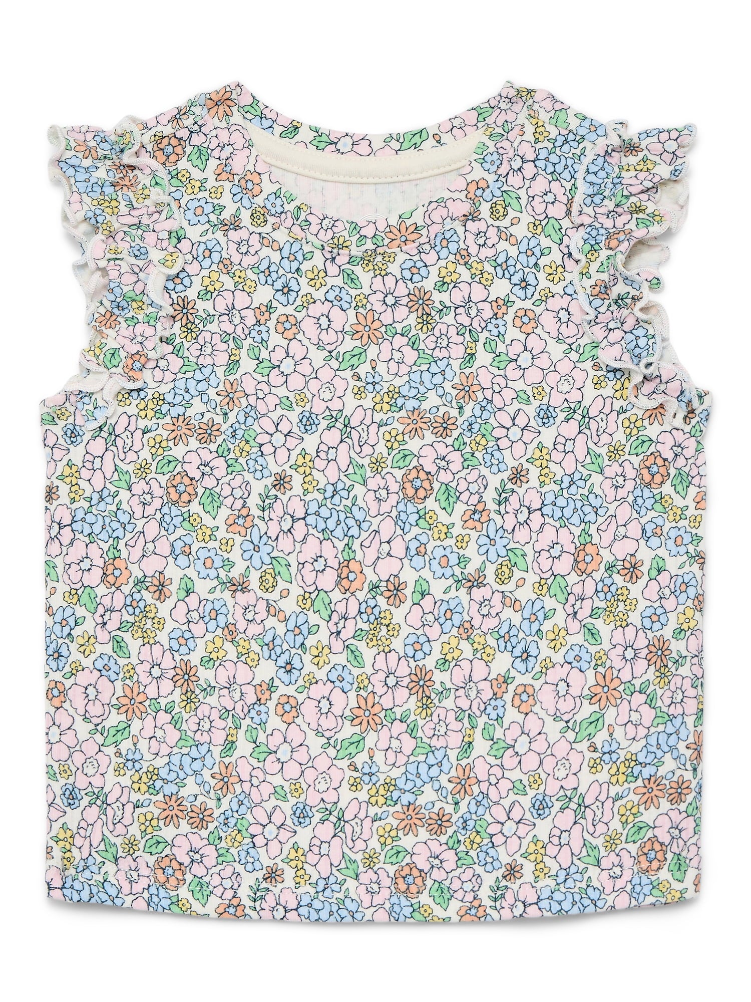 Wonder Nation Baby Girls Tee with Flutter Sleeves, Sizes 0-24 Months