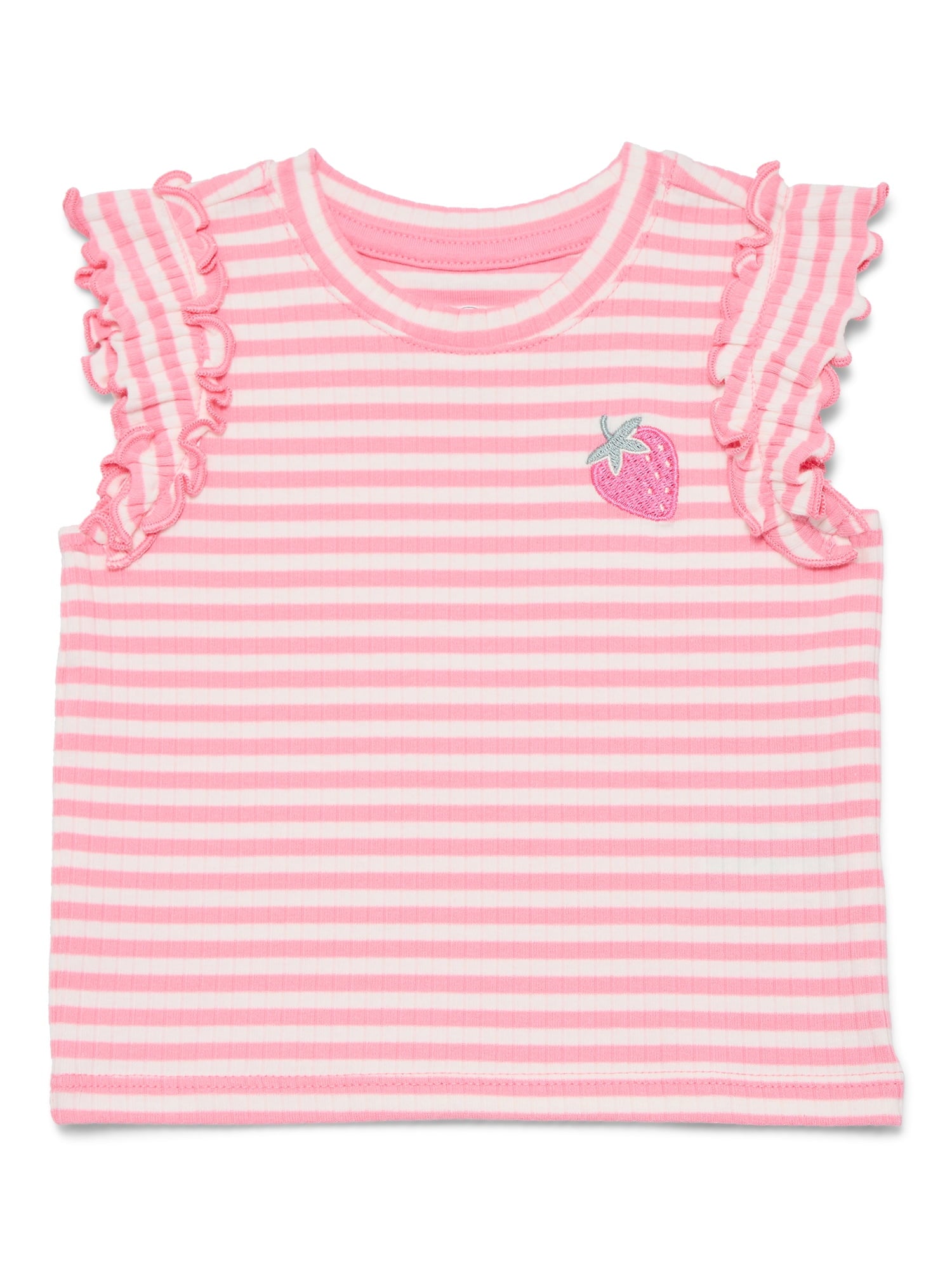 Wonder Nation Baby Girls Tee with Flutter Sleeves, Sizes 0-24 Months