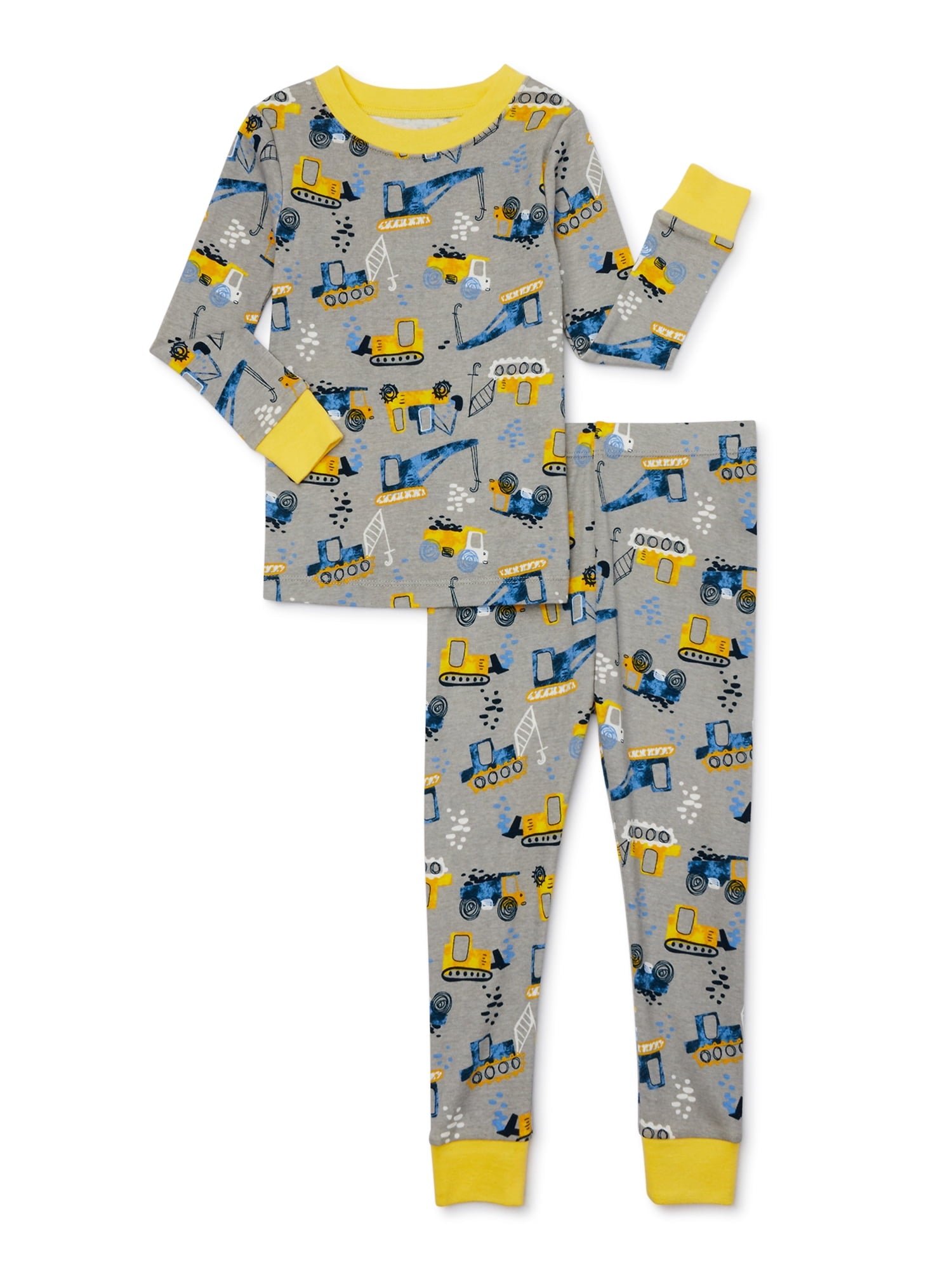 Wonder Nation Toddler Boys or Girls Snug-Fit Cotton Long-Sleeve Top and Pants Pajama Set, 2-Piece, Sizes 12M-5T