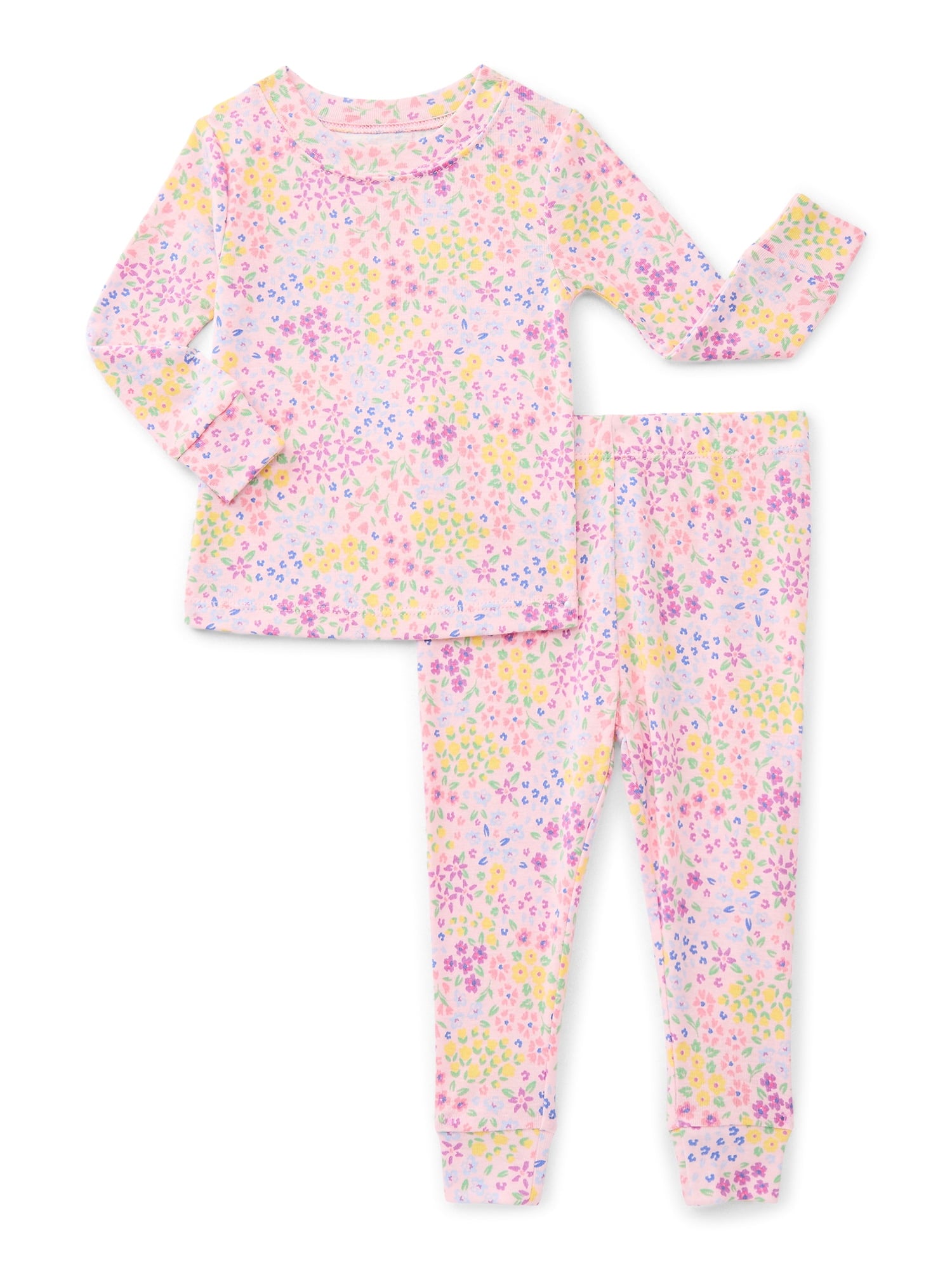 Wonder Nation Toddler Boys or Girls Snug-Fit Cotton Long-Sleeve Top and Pants Pajama Set, 2-Piece, Sizes 12M-5T