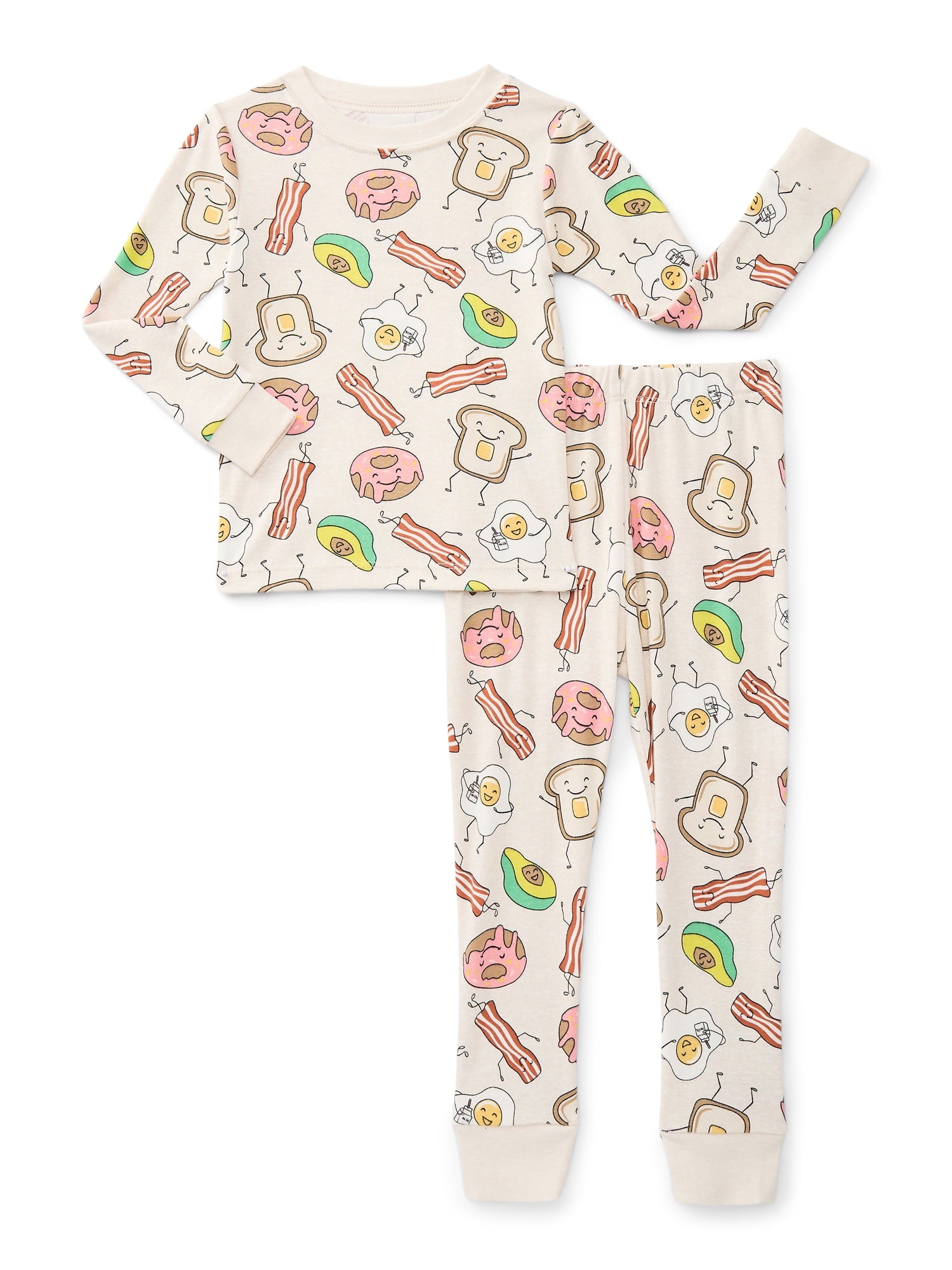 Wonder Nation Toddler Boys or Girls Snug-Fit Cotton Long-Sleeve Top and Pants Pajama Set, 2-Piece, Sizes 12M-5T