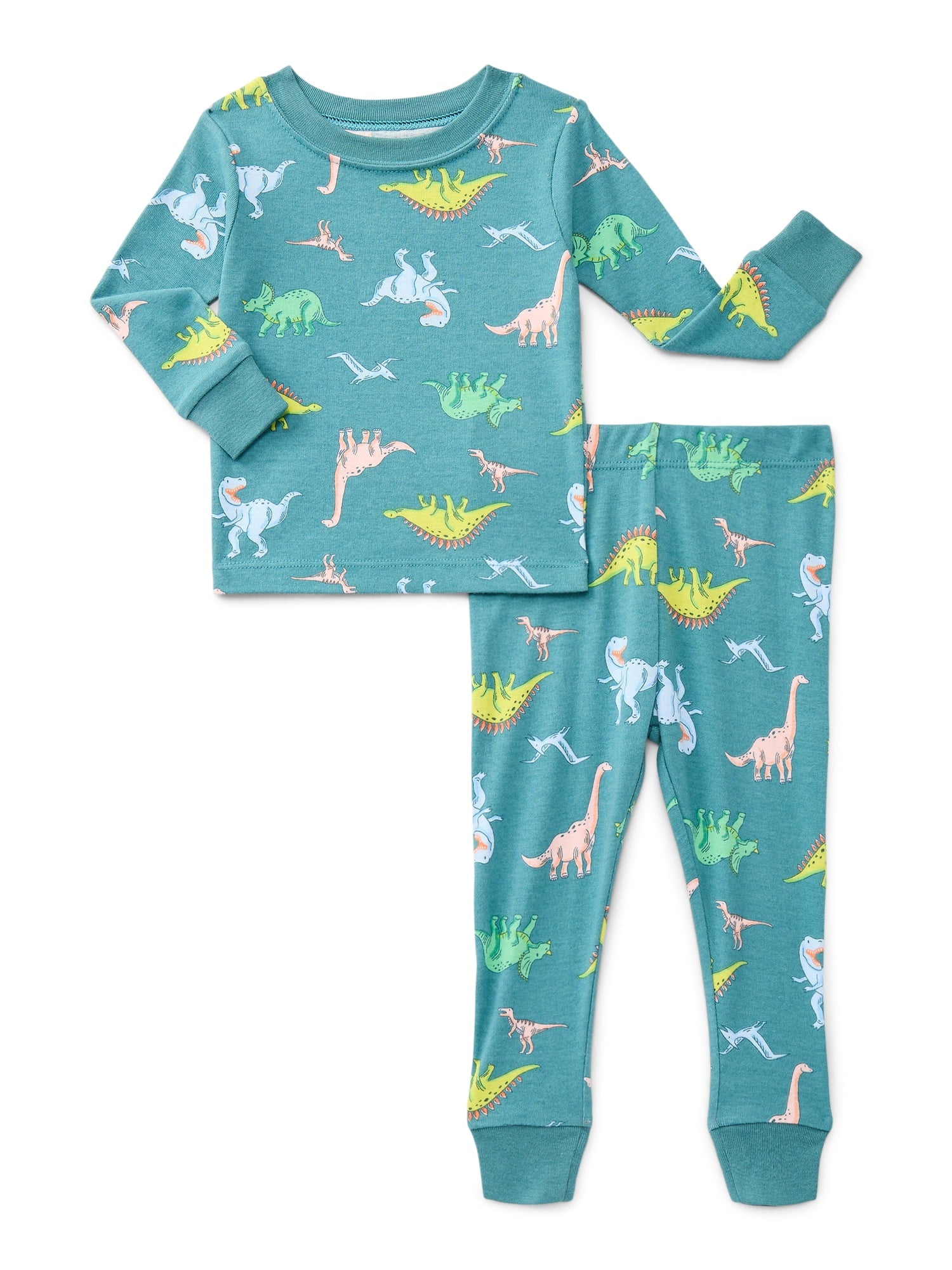 Wonder Nation Toddler Boys or Girls Snug-Fit Cotton Long-Sleeve Top and Pants Pajama Set, 2-Piece, Sizes 12M-5T