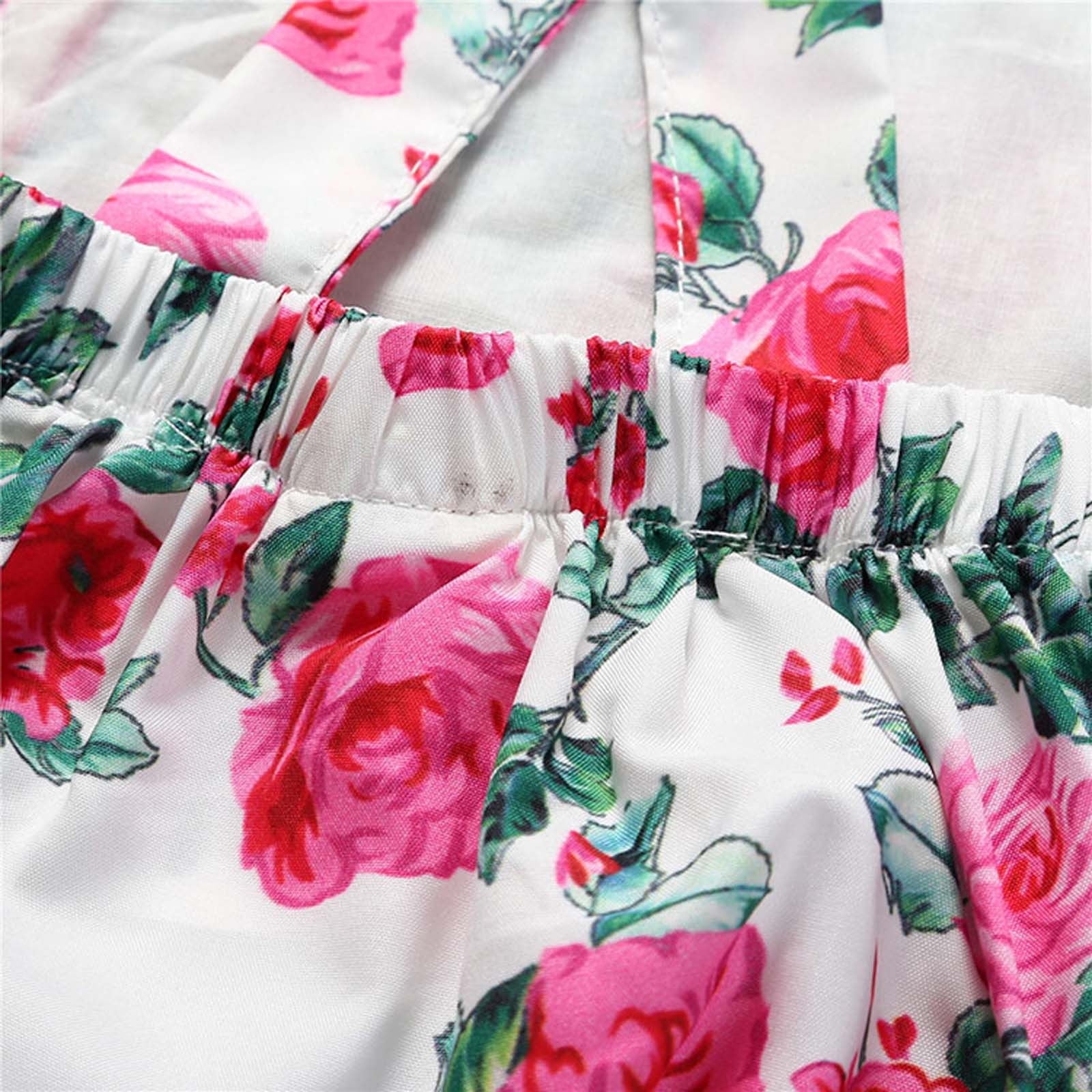 Odeerbi Baby Bodysuit Layette Set for Toddler Sleeveless Romper Flower Print Headband Two-piece Children's Clothing Blue