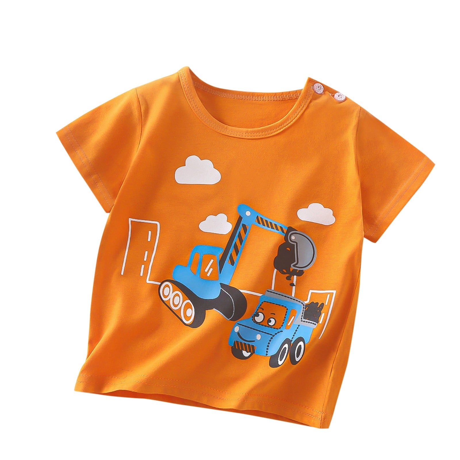 NAISIBABY Toddler Boys Graphic Tops, Cotton Crew Neck Short Sleeve Pullover T-Shirt Orange 1-3T