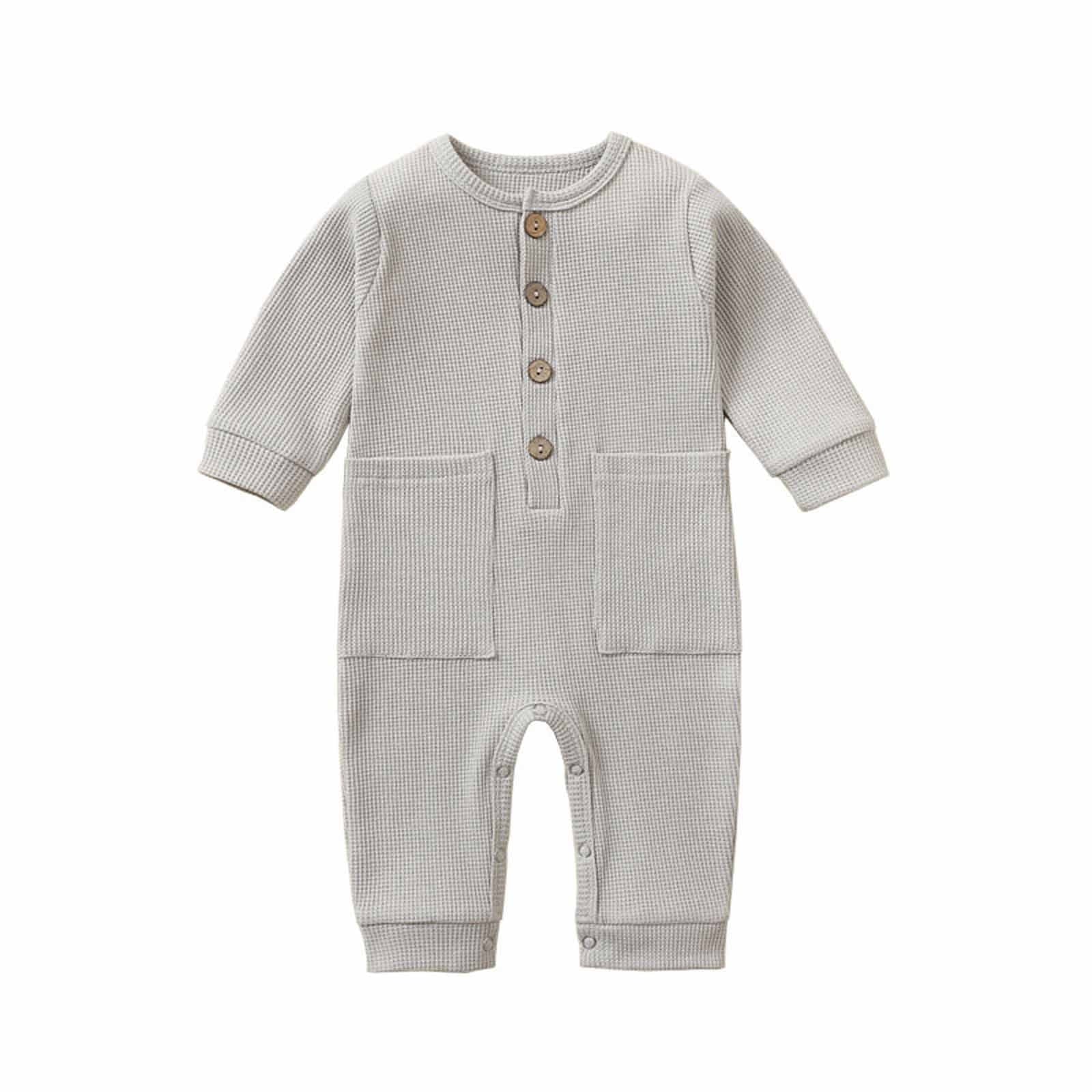 BLVB Newborn Unisex Baby Boy Girl Long Sleeve Button Romper One-Piece Jumpsuit Infant Baby Fall Winter Clothes