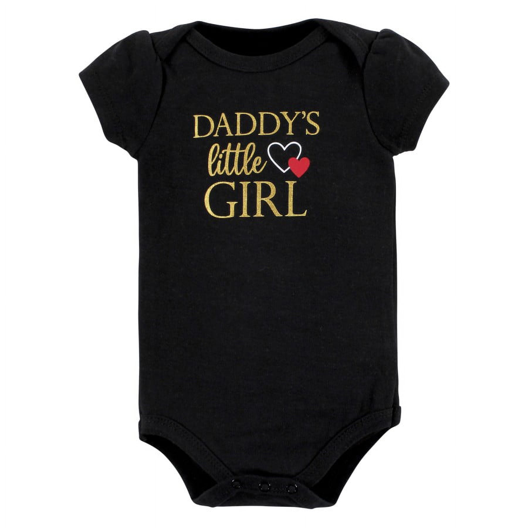 Hudson Baby Infant Girl Cotton Bodysuit and Pant Set, Girl Daddy Red Black, Preemie