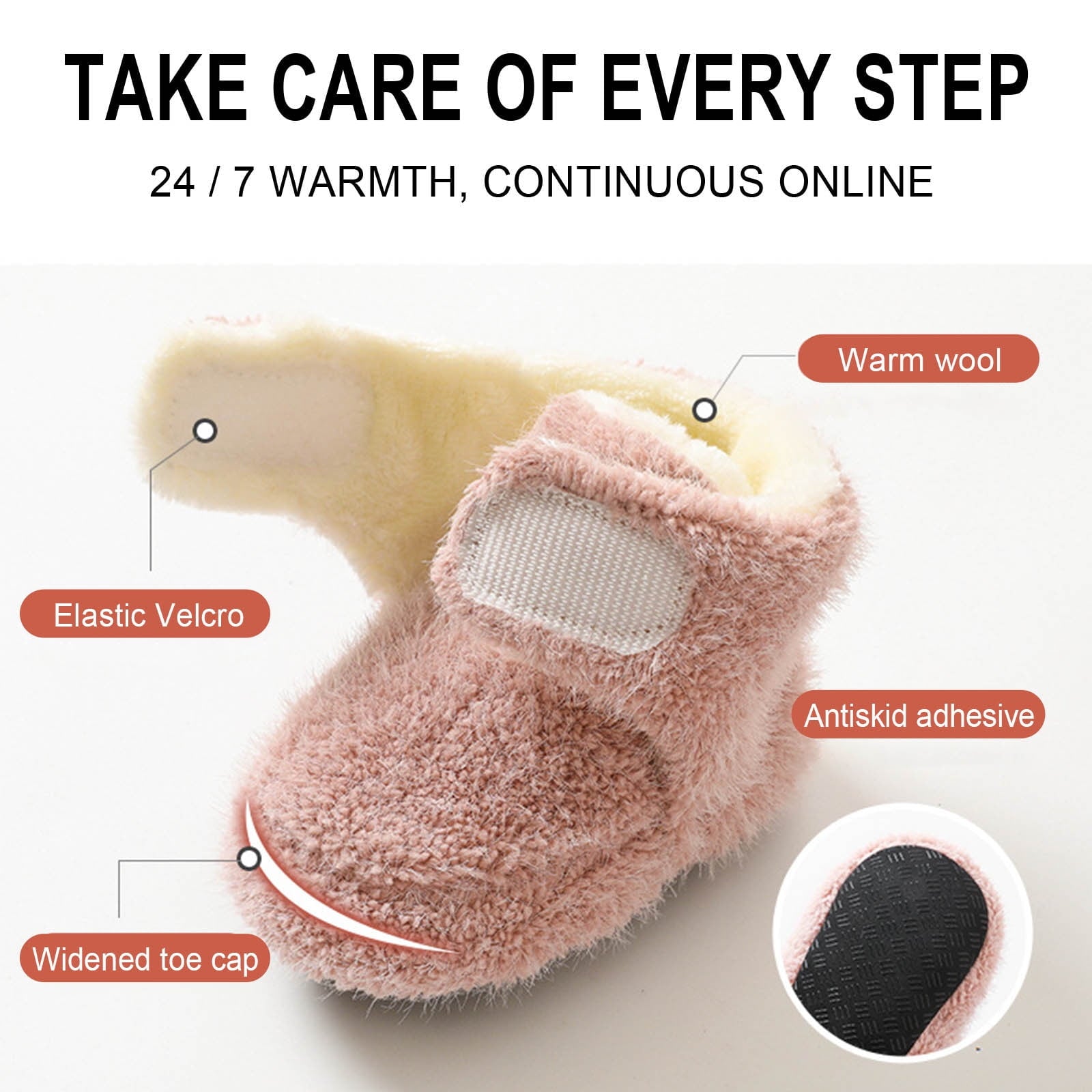 FAIWAD Baby Infants Girls Boys Fleece Warm Sock Shoes Toddlers Solid Color Winter House Slipper Shoes