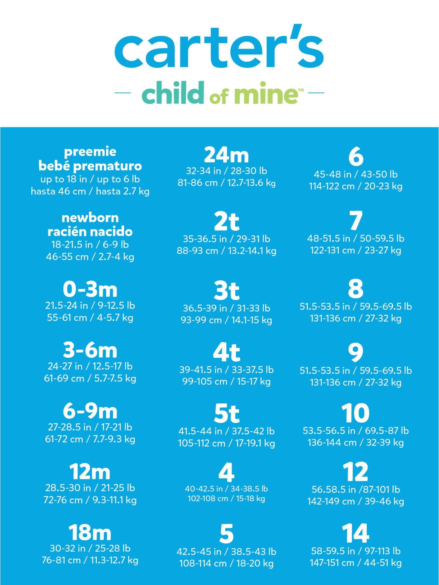 Carter's Child of Mine Baby Bodysuits, 3-Pack, Sizes Preemie-24 Months