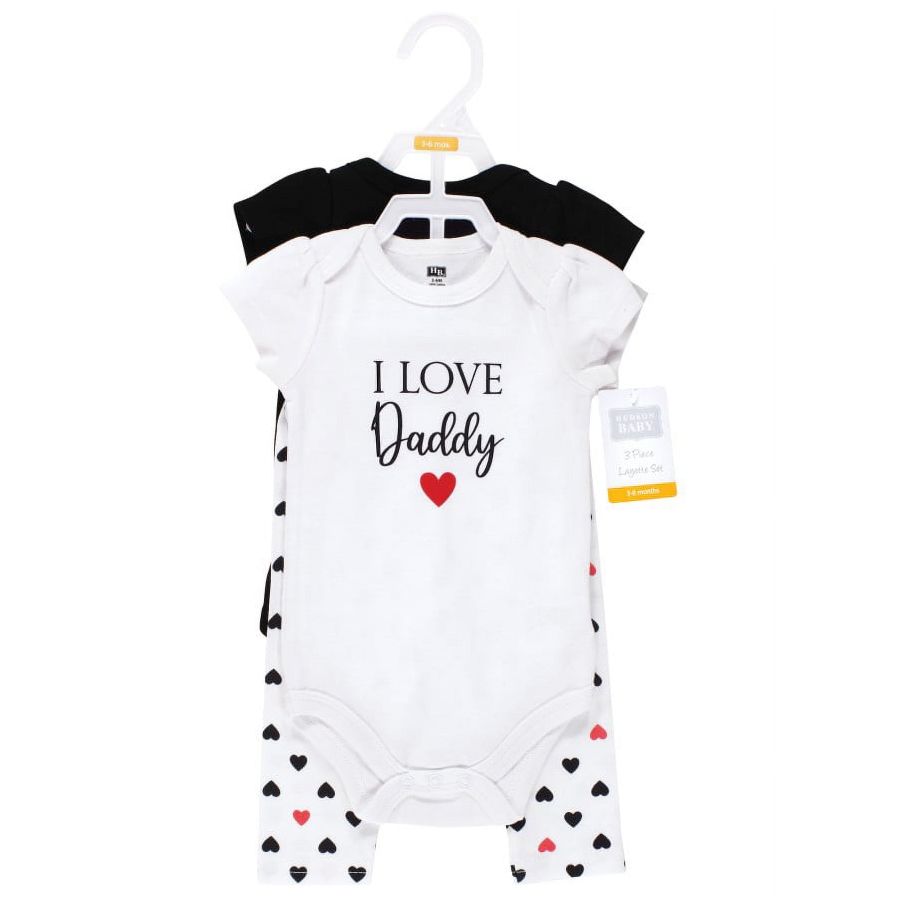 Hudson Baby Infant Girl Cotton Bodysuit and Pant Set, Girl Daddy Red Black, Preemie