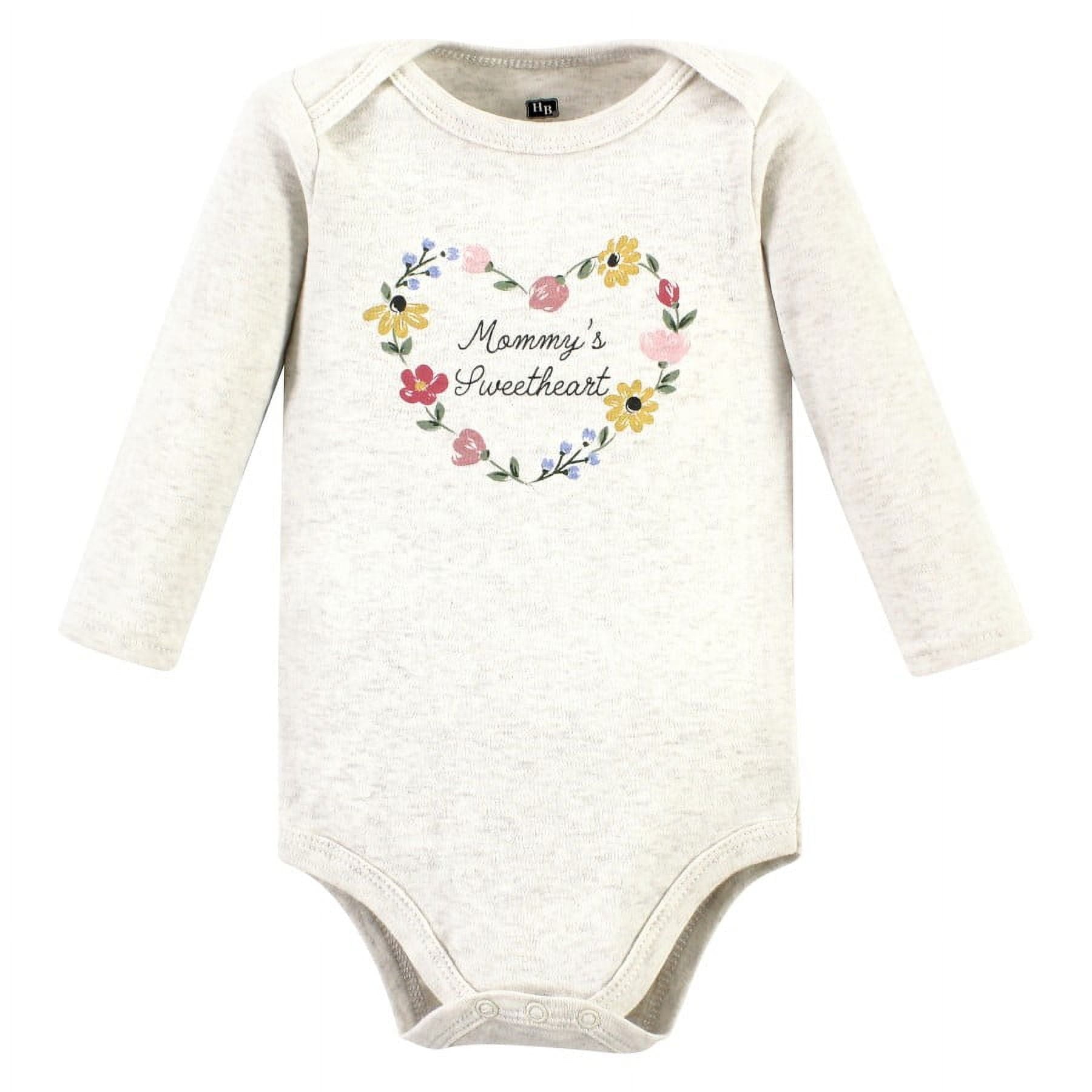 Hudson Baby Infant Girl Long-Sleeve Bodysuits and Pants, Soft Painted Floral Long-Sleeve, Newborn