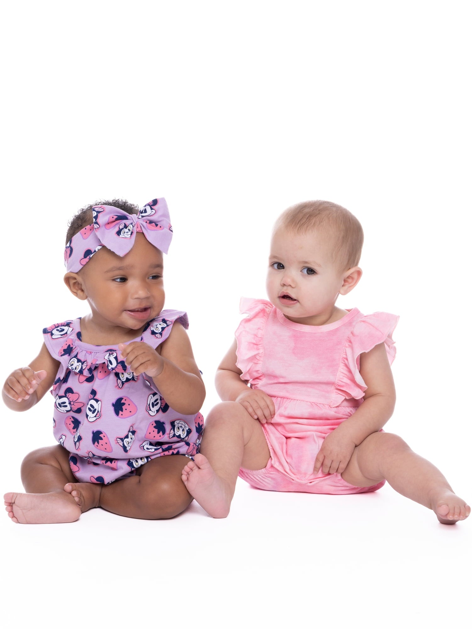 Minnie Mouse Baby Girls Romper Set, 2-Pack, Sizes 0-24 Months